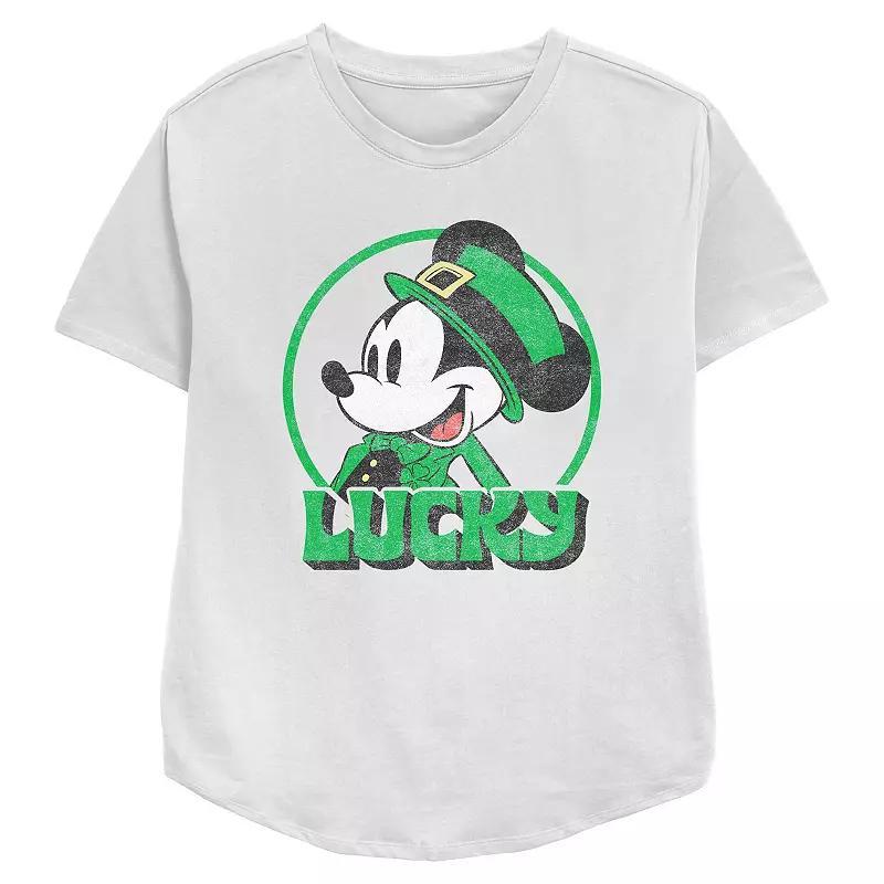 Disney's Mickey Mouse Lucky Mouse Women's Relaxed Fit Graphic Tee, Size: Small, White Product Image