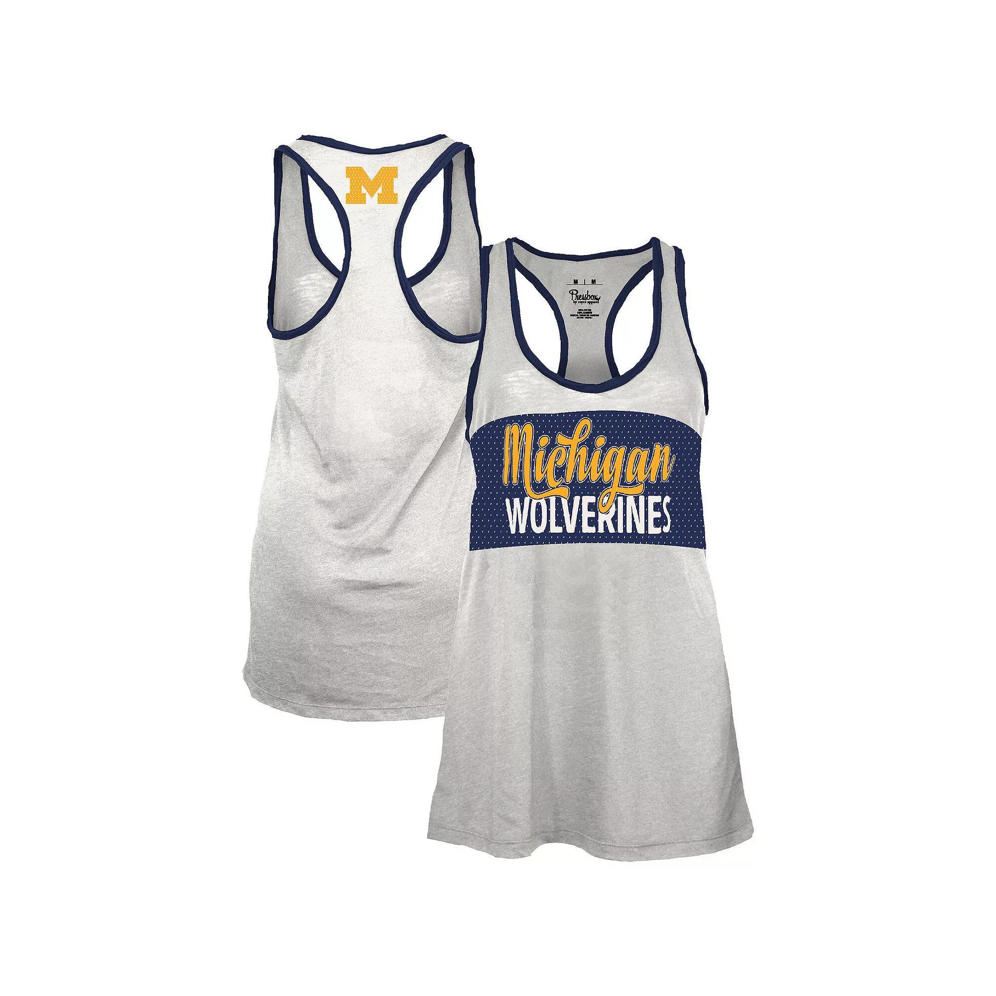 Women's Pressbox White/Navy Michigan Wolverines Tracy Racerback Tank Top, Size: Small Product Image