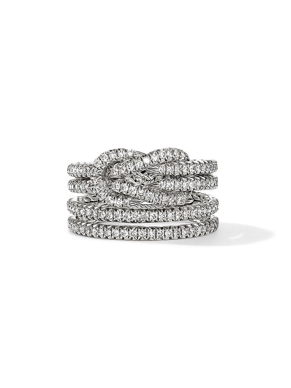 Womens Love Knot Sterling Silver & 0.99 TCW Diamond Ring Product Image
