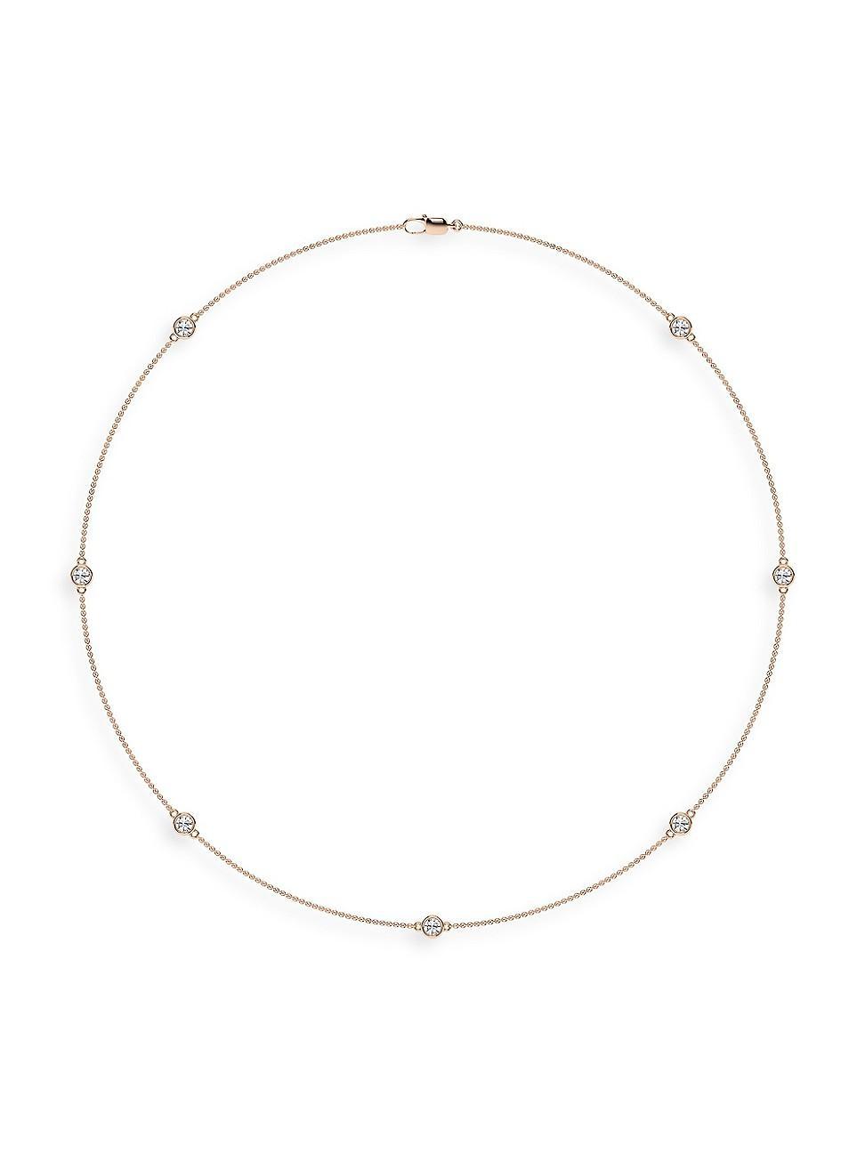 Womens 14K Rose Gold & Lab-Grown 7-Diamond Station Necklace/0.70-2.10 TCW Product Image
