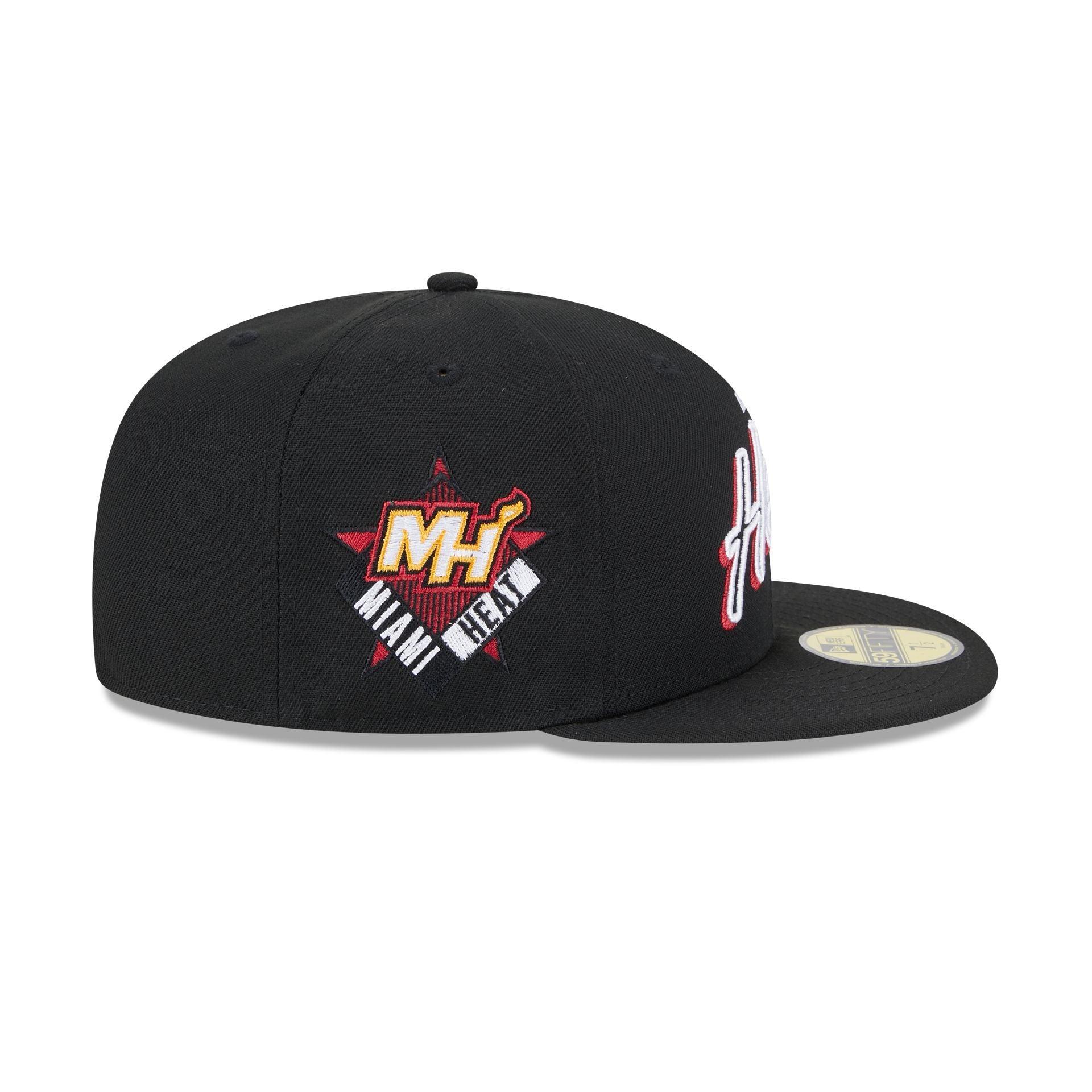 Miami Heat Script Sided 59FIFTY Fitted Hat Male Product Image