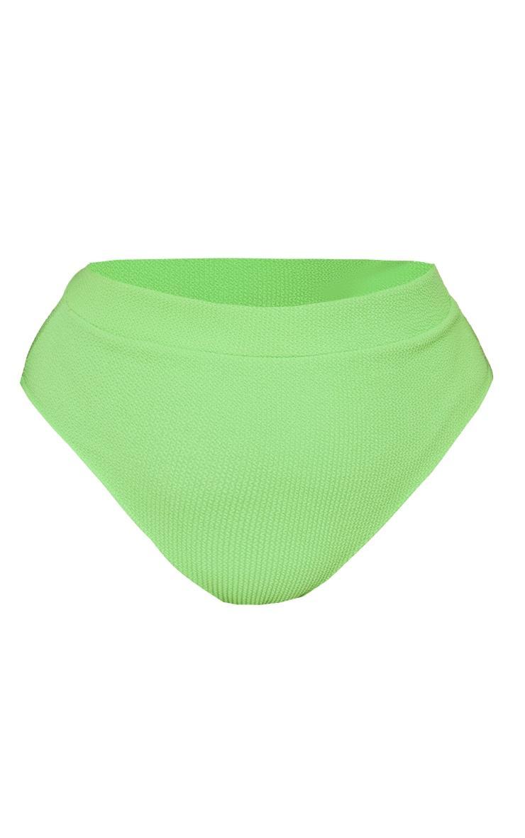 Plus Bright Green Crinkle High Waisted Bikini Bottoms Product Image