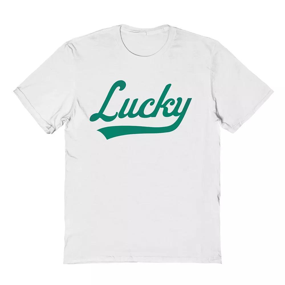 Men's Lucky Script St. Patrick's Day Graphic Tee, Size: Small, White Product Image