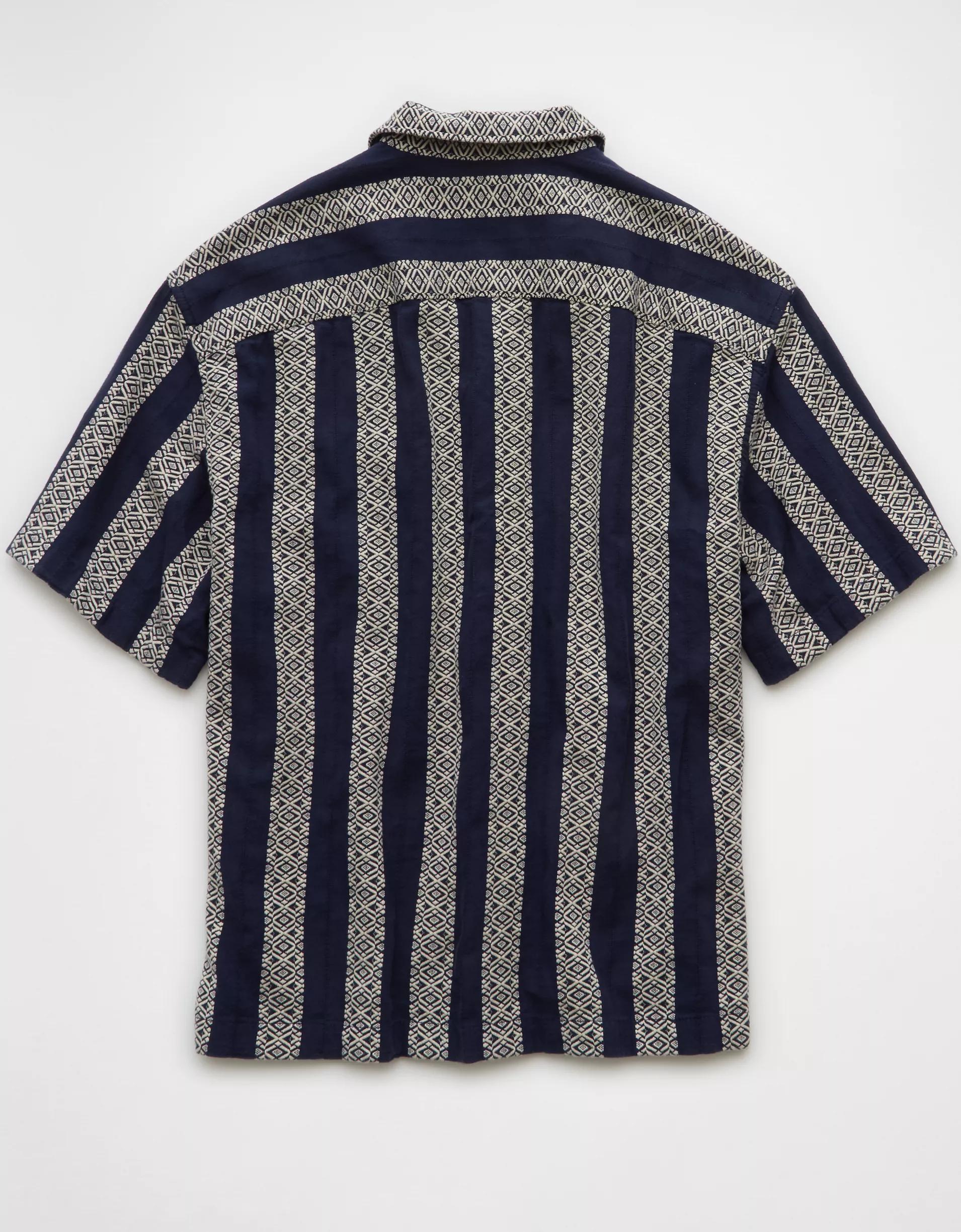 AE Poolside Textured Striped Button-Up Shirt Product Image