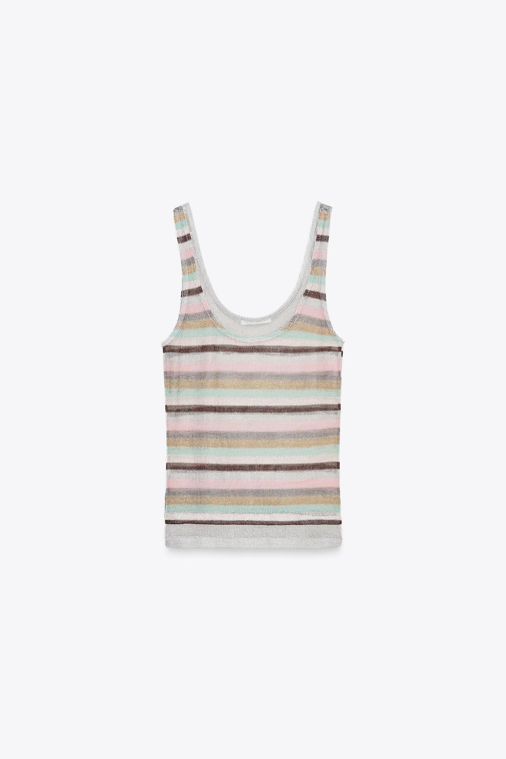 METALLIC THREAD STRIPED TOP Product Image