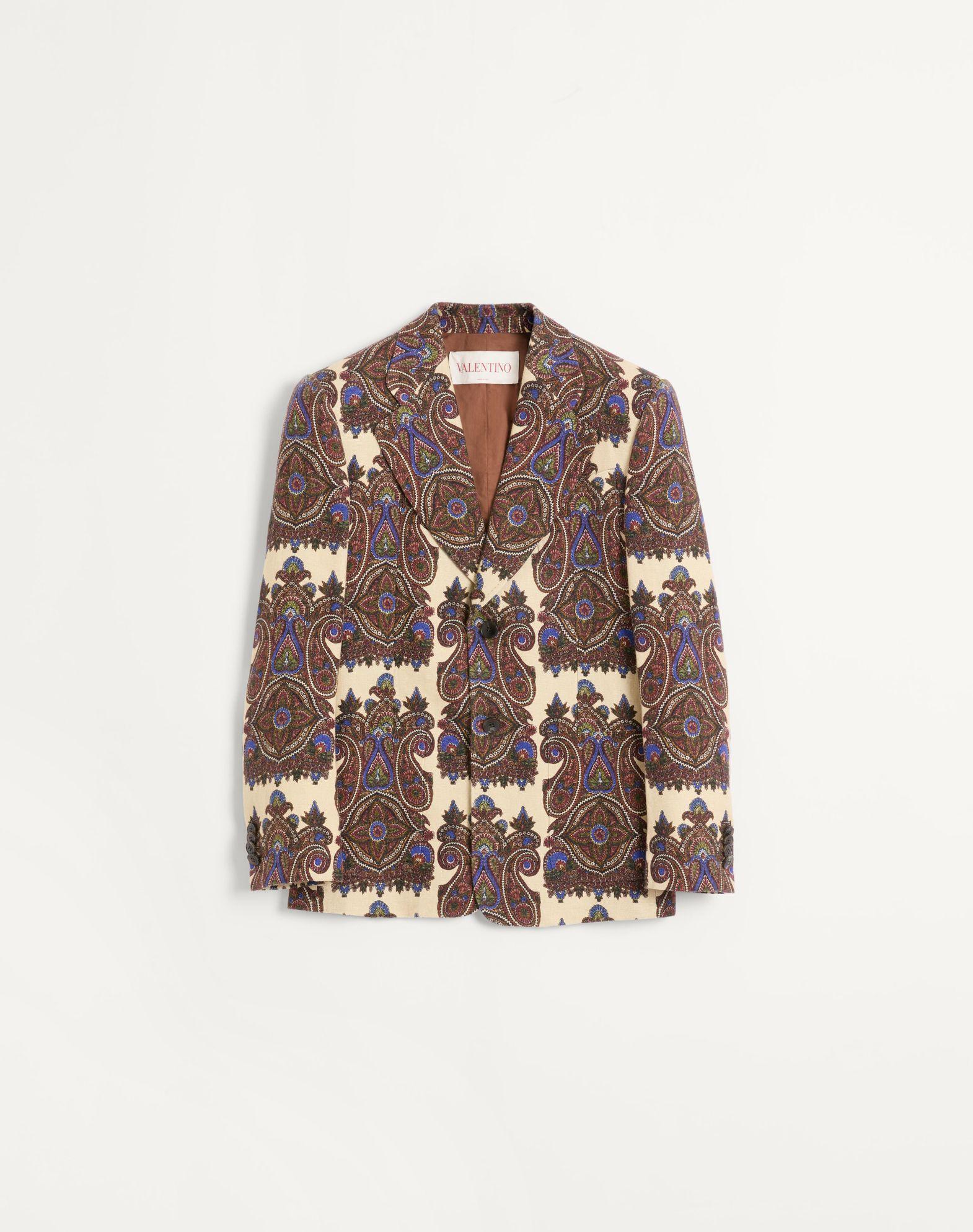 Single-Breasted Jacket In Canapone With Voyage Imaginaire Print Product Image