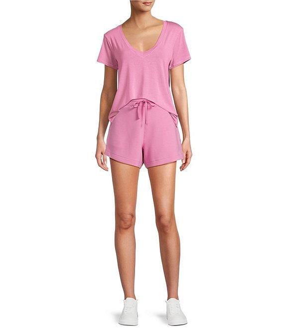 Antonio Melani Active Impact V-Neck Relaxed Fit Short Sleeve Relaxed Fit Knot Front Coordinating Shirt Product Image