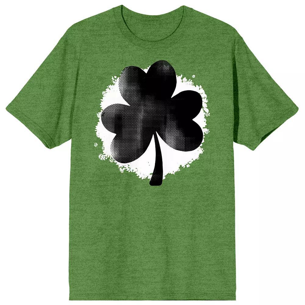 Men's St. Pats Black Cloverleaf Tee, Size: XL, Green Product Image