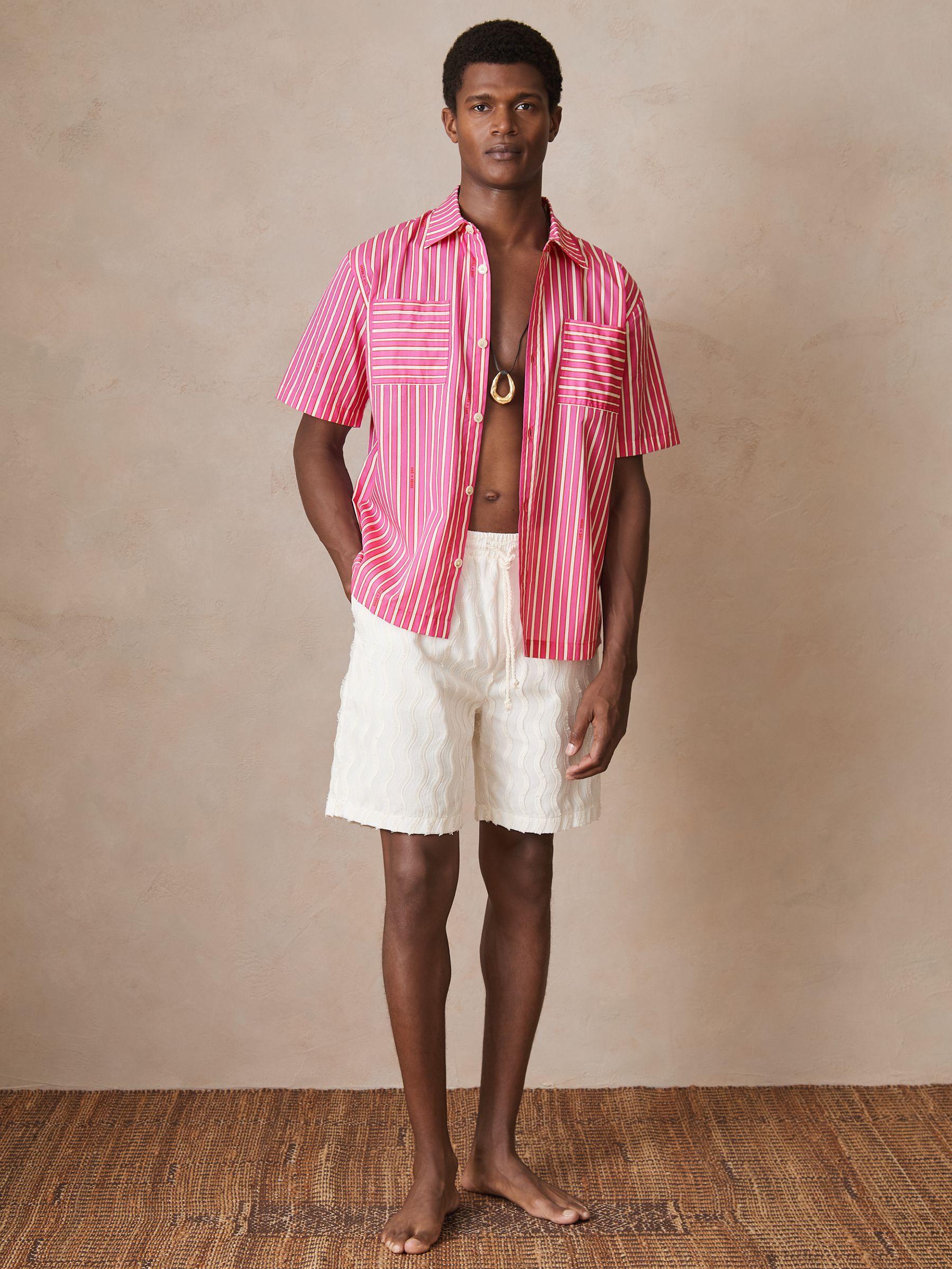 Reiss | Ché Poplin Stripe Shirt in Soft Pink/White Product Image