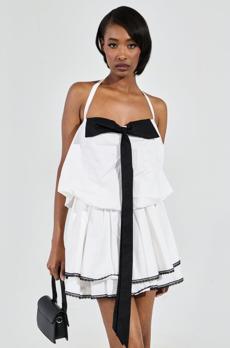 MIA POPLIN MINI DRESS WITH BOW Product Image