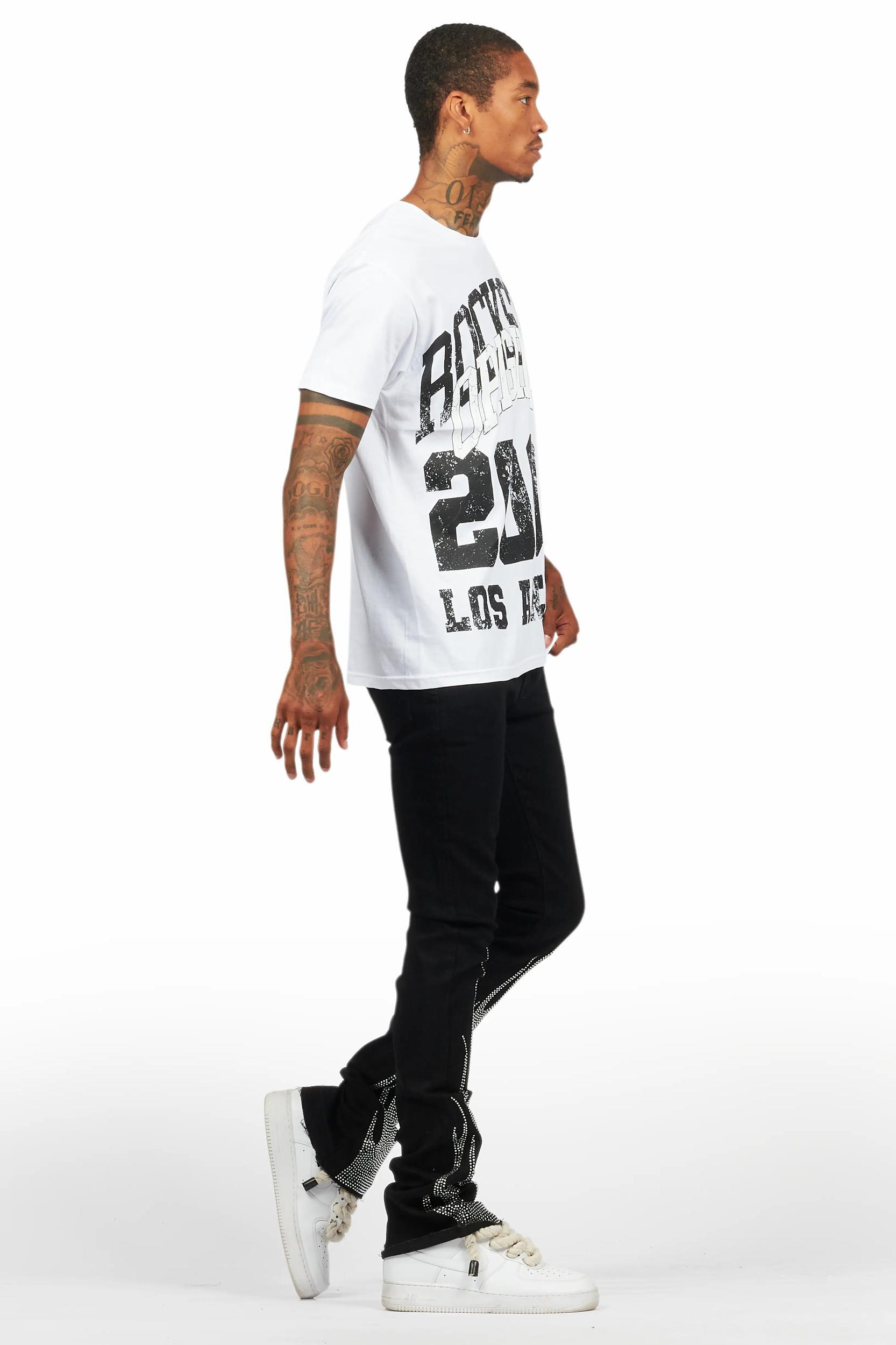 Samba Black Rhinestone Stacked Flare Jean Male Product Image