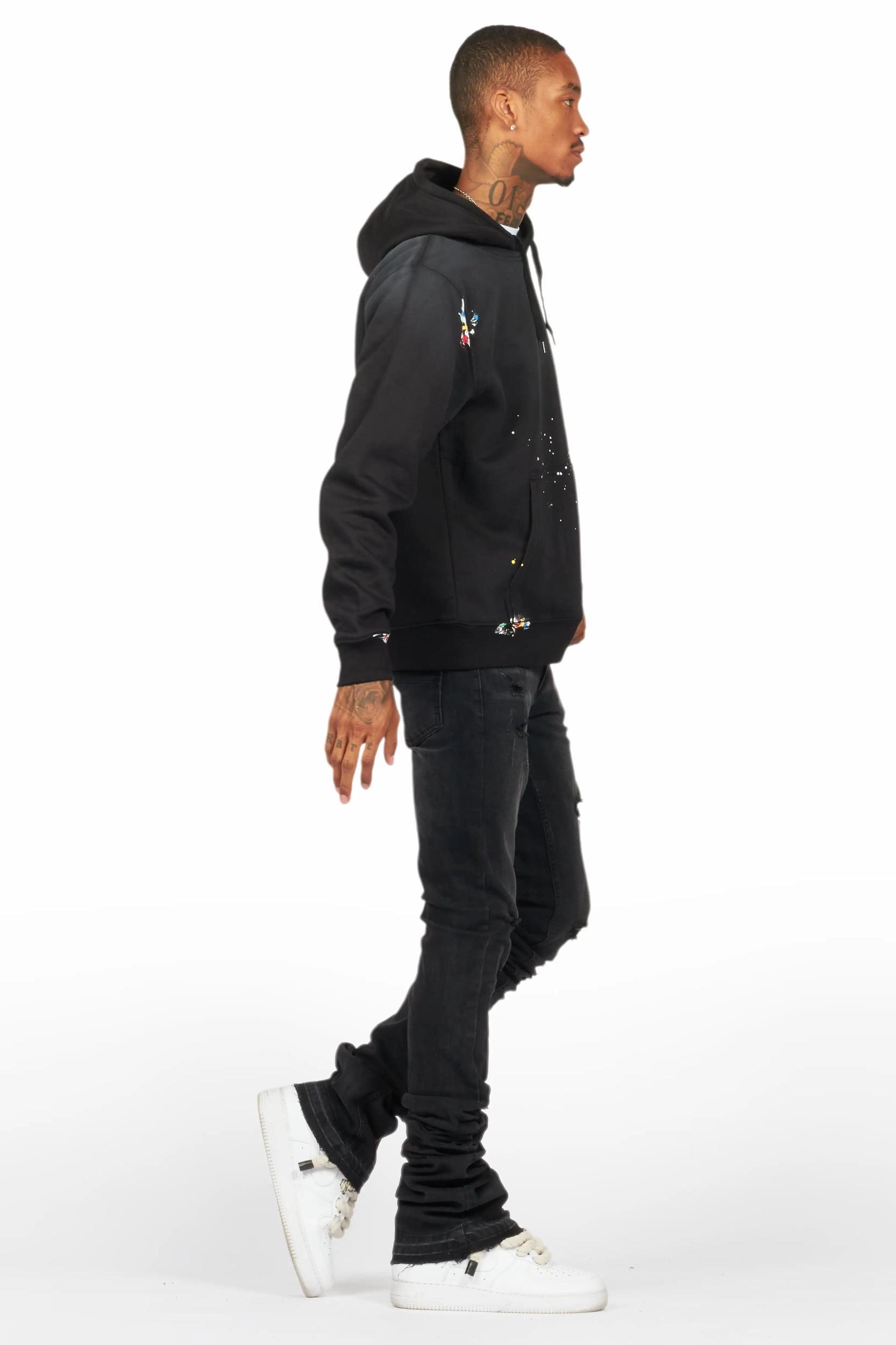 Palmer Black Hoodie/Stacked Flare Jean Bundle Male Product Image
