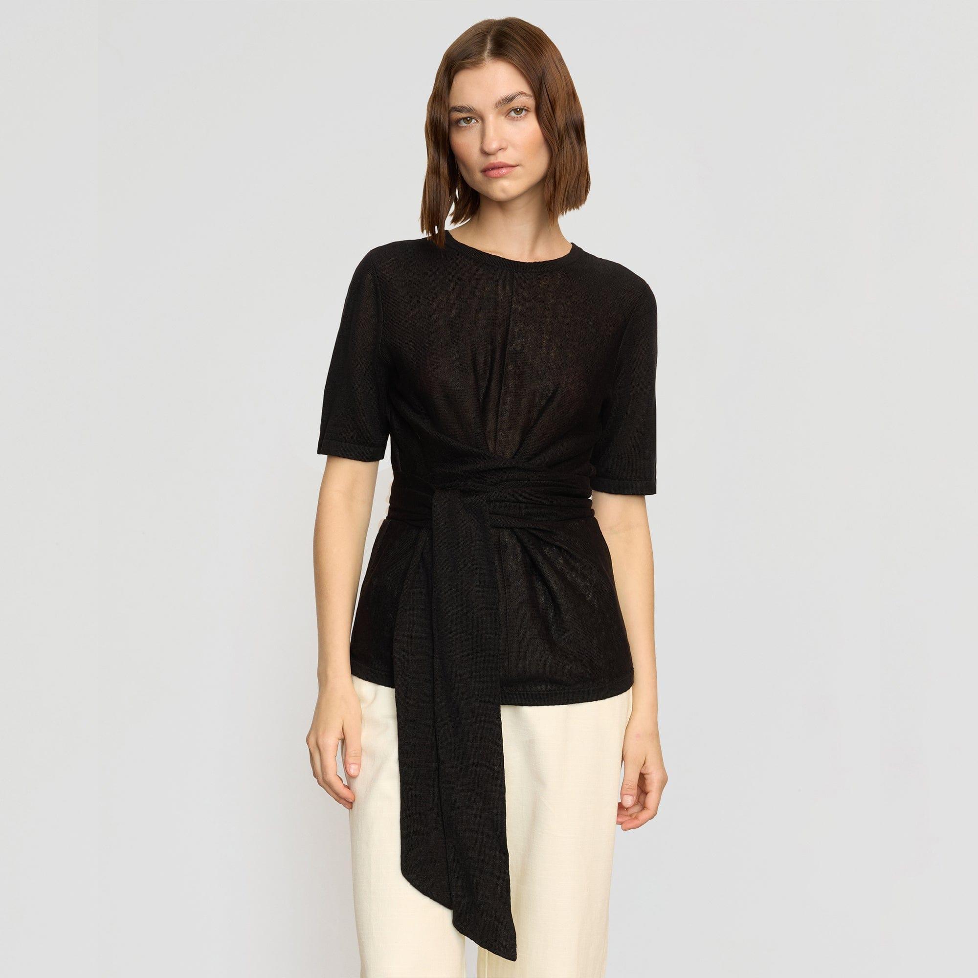 Lark Tie-Front Linen Sweater Product Image