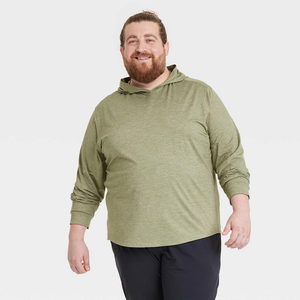 Mens Big Soft Stretch Hooded Long Sleeve Top - All In Motion Heathered 3XL: Pullover Product Image