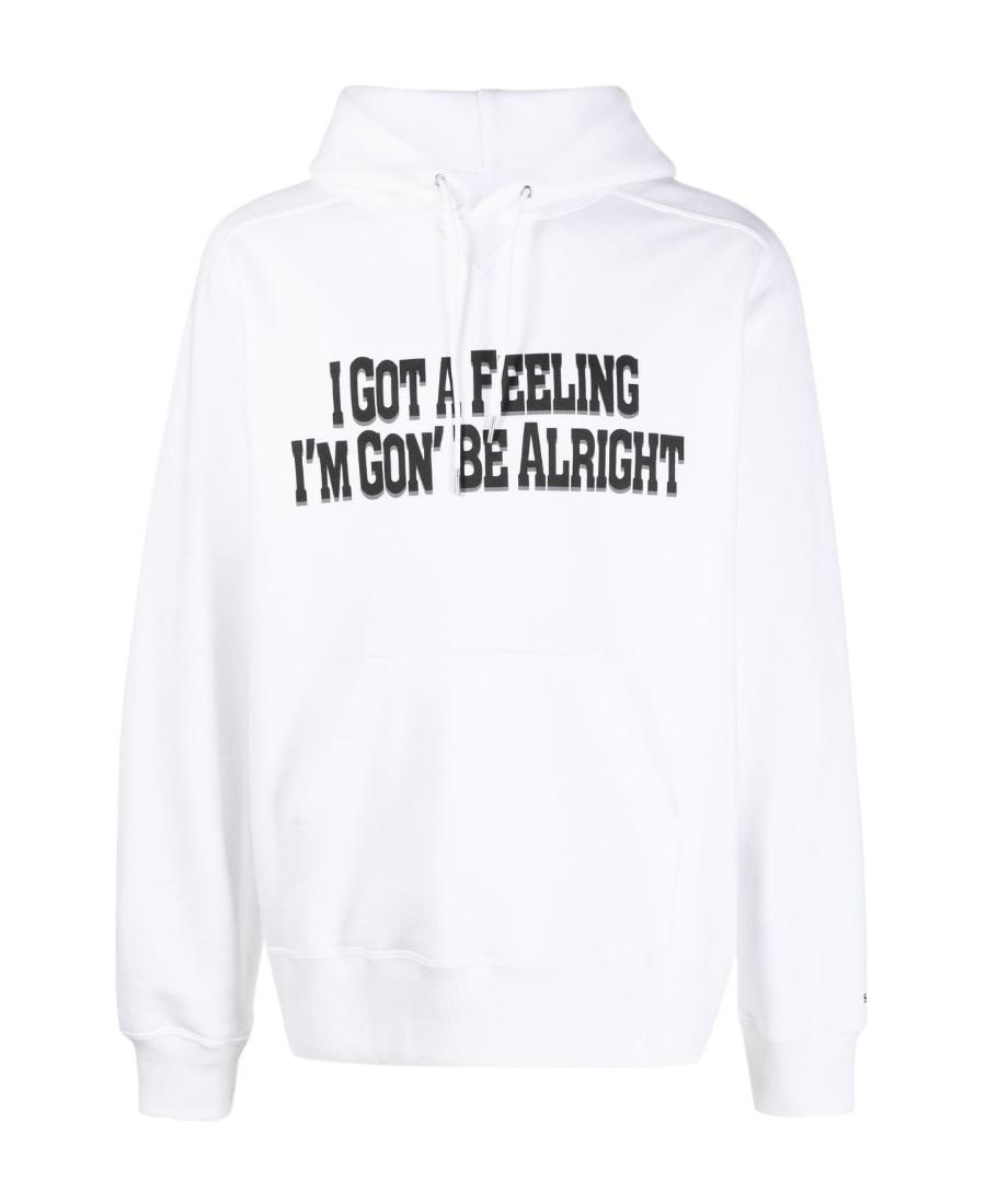 SACAI Slogan-print Cotton Hoodie In White Product Image