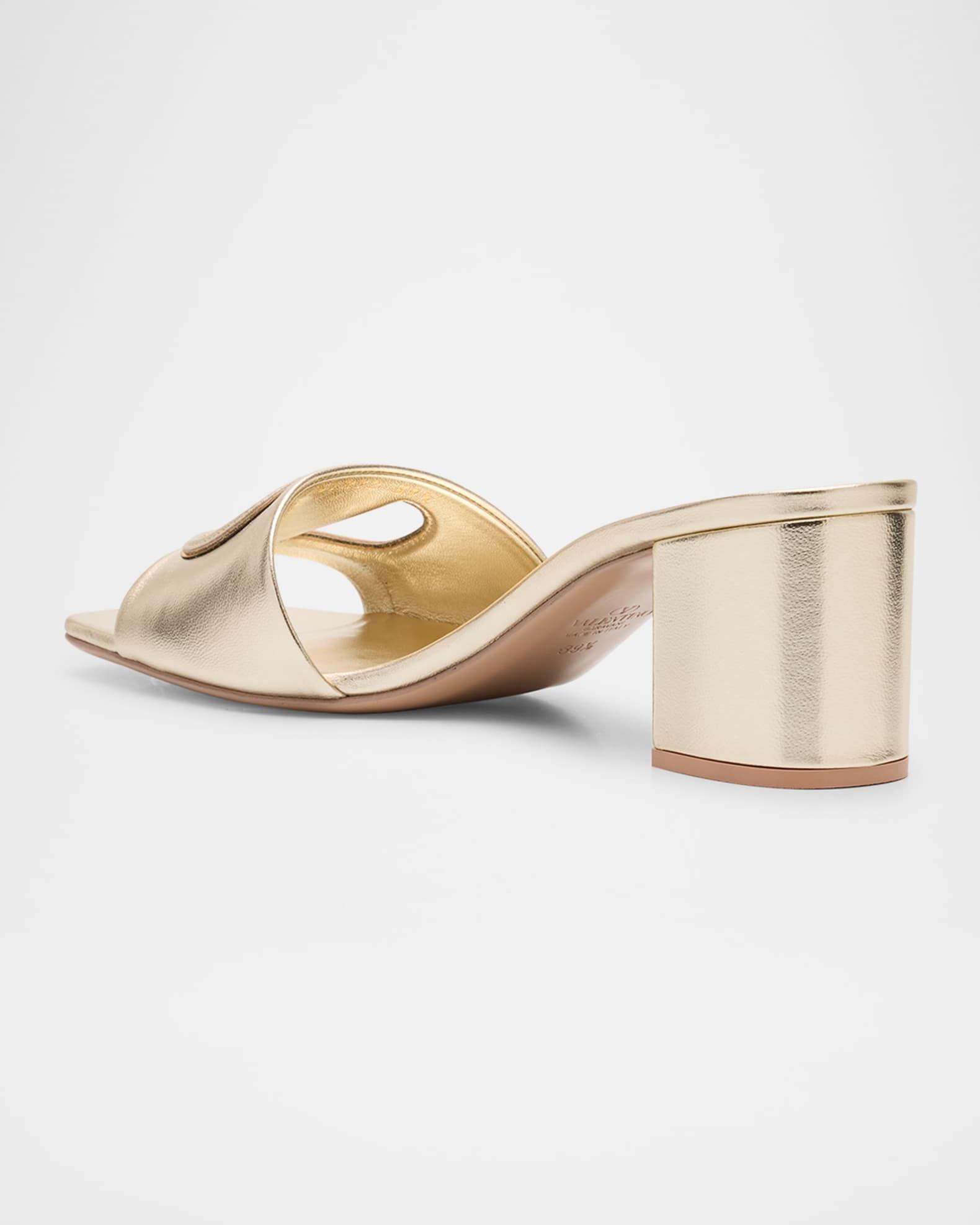 VLogo Metallic Leather Cutout Mule Sandals Product Image