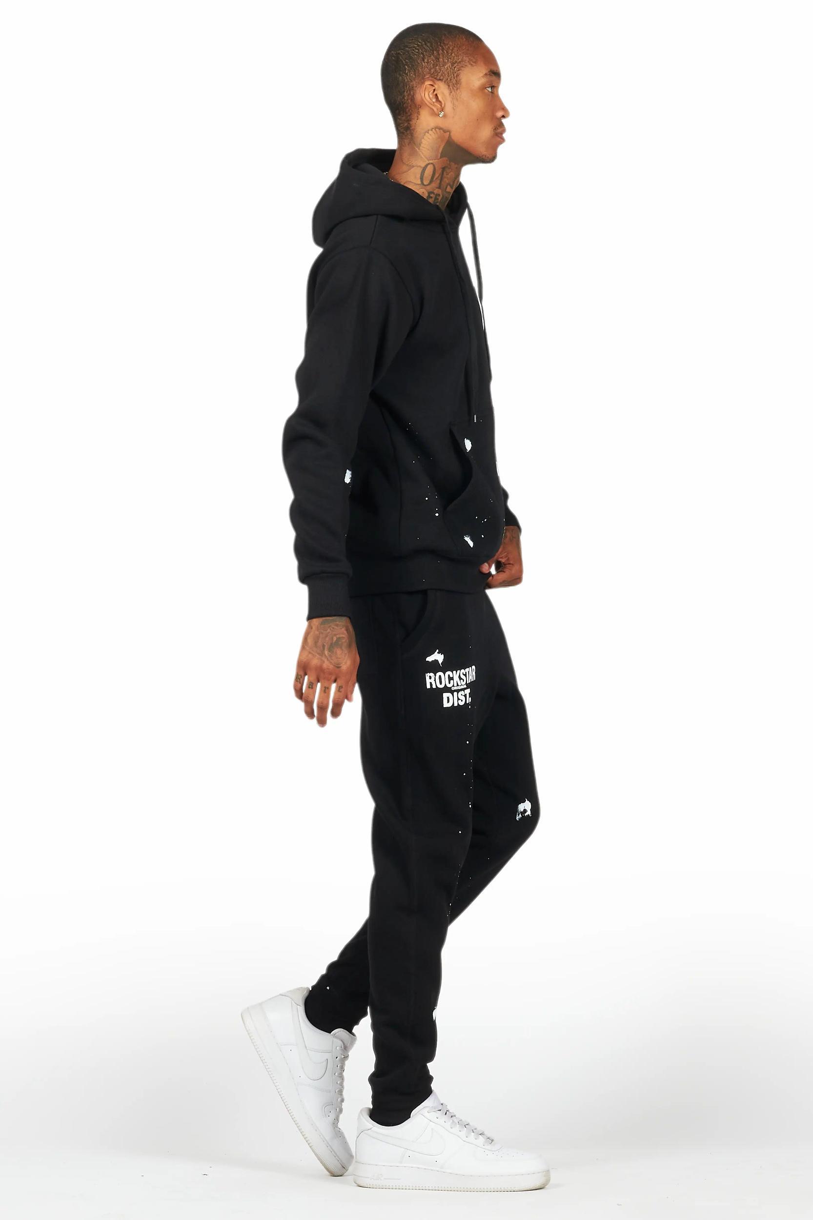Raffer Black Hoodie/Jogger Sweat Track Set Male Product Image