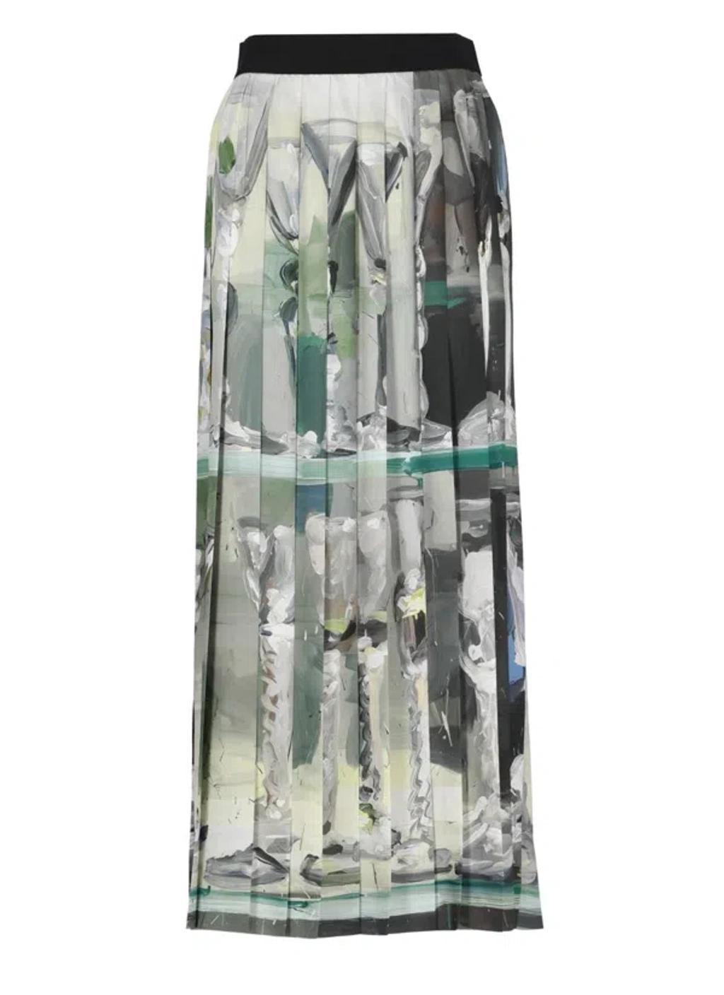 MSGM Pleated Maxi Skirt In Grey Product Image