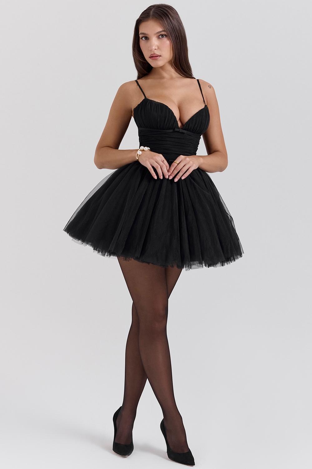 Princess Black Tulle Mini Dress Product Image