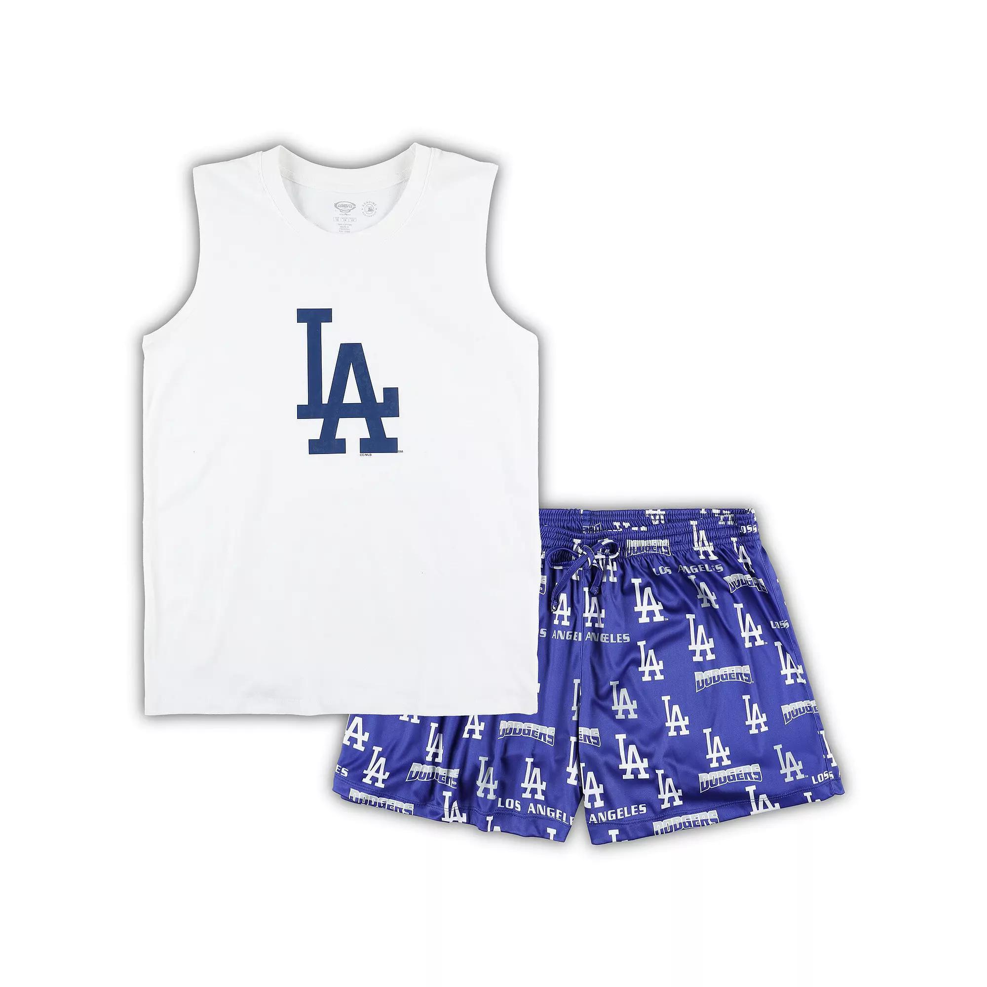 Women's Concepts Sport White/Royal Los Angeles Dodgers Plus Size Tank Top & Shorts Sleep Set, Size: 1XL Product Image