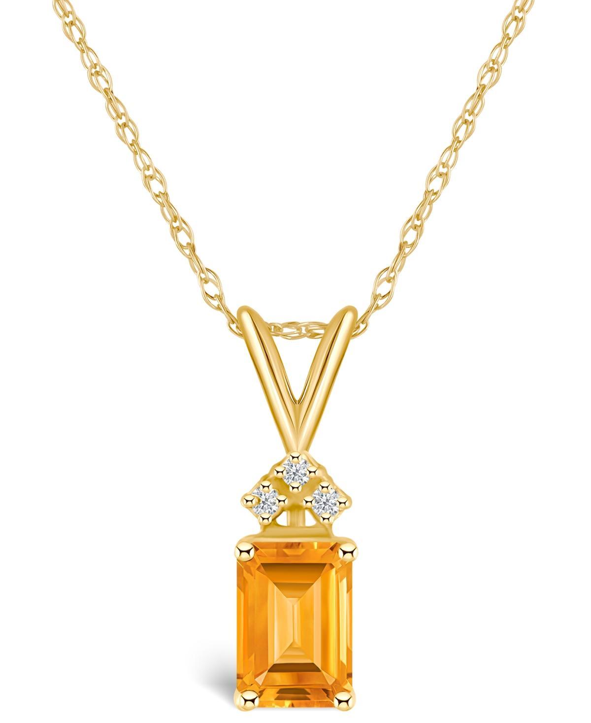 Celebration Gems 14k Gold Emerald Cut Citrine & Diamond Accent Pendant Necklace, Women's, Size: 18", 14k Whgold Product Image
