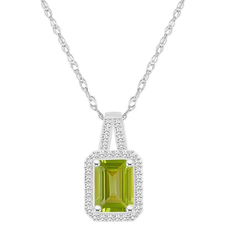 Celebration Gems Sterling Silver Gemstone & 1/6 Carat T.W. Diamond Halo Pendant Necklace, Women's, Size: 18", Citrine Product Image