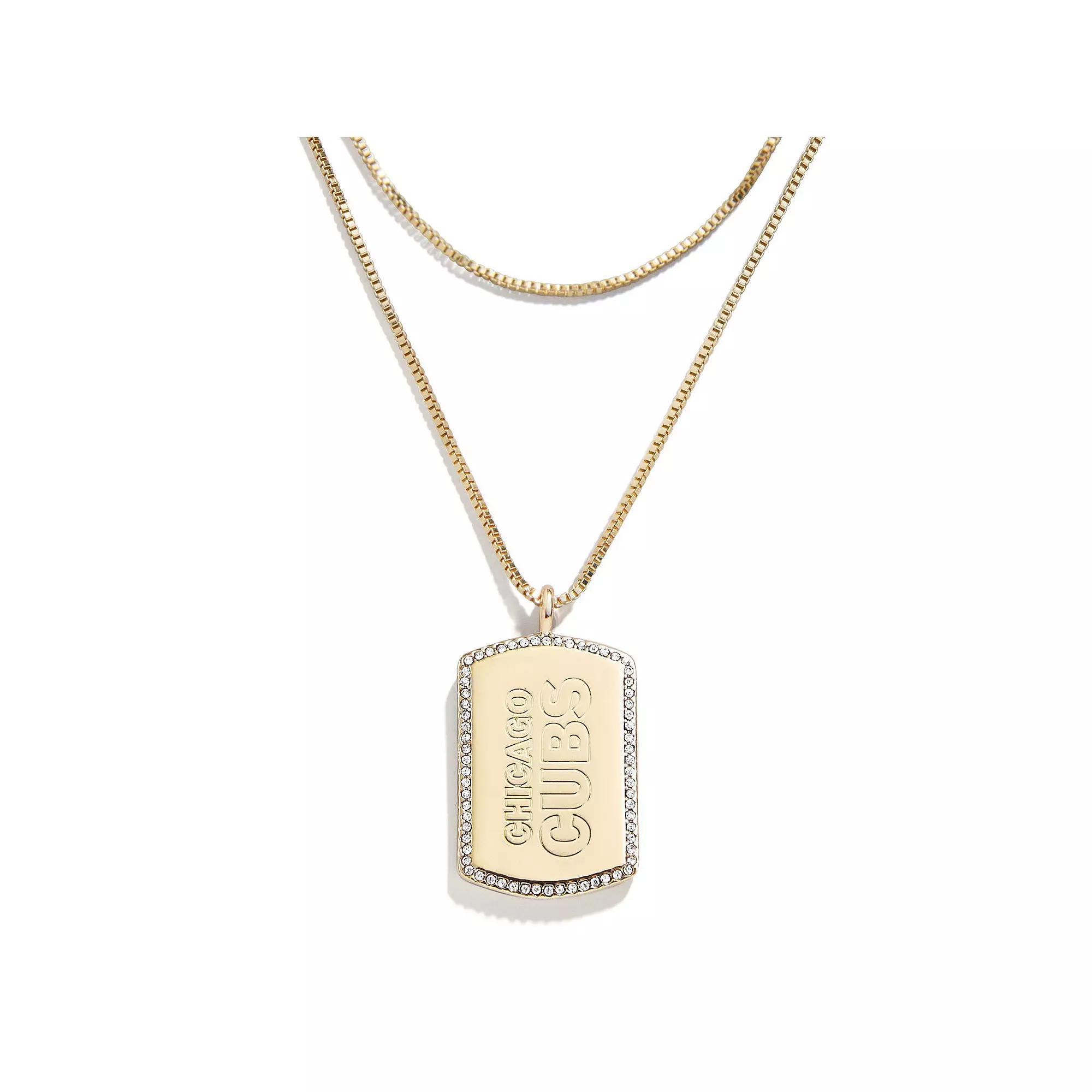 WEAR by Erin Andrews x Baublebar Chicago Cubs Dog Tag Necklace, Women's, Gold Product Image