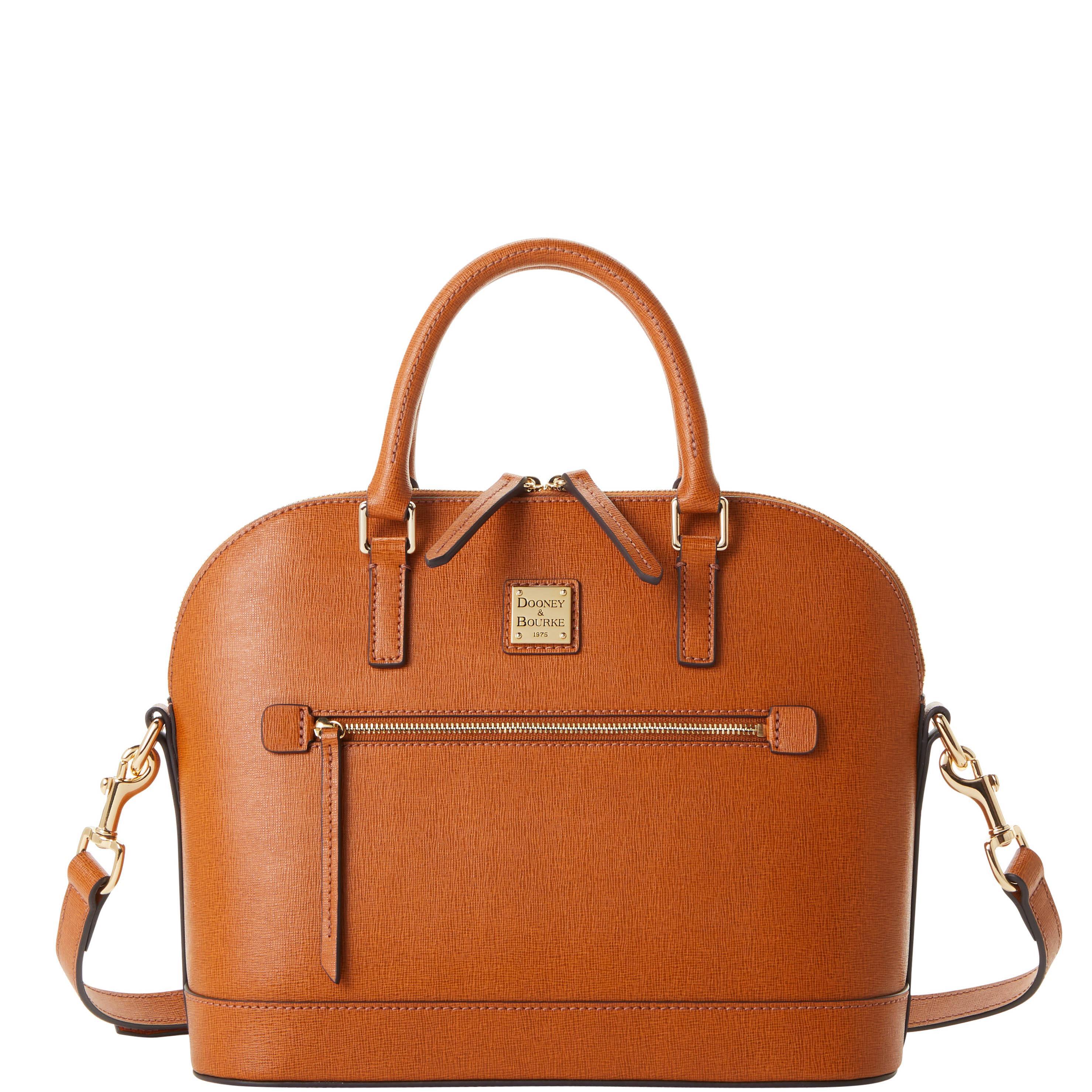Dooney & Bourke Womens Saffiano Domed Zip Leather Satchel Bag in Ivy Product Image