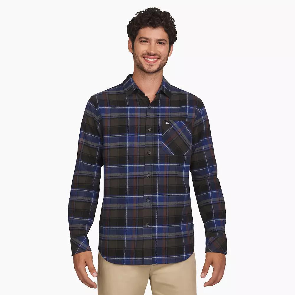 Men's Quiksilver Flannel Button Down Shirt, Size: Medium, Estate Blue Product Image