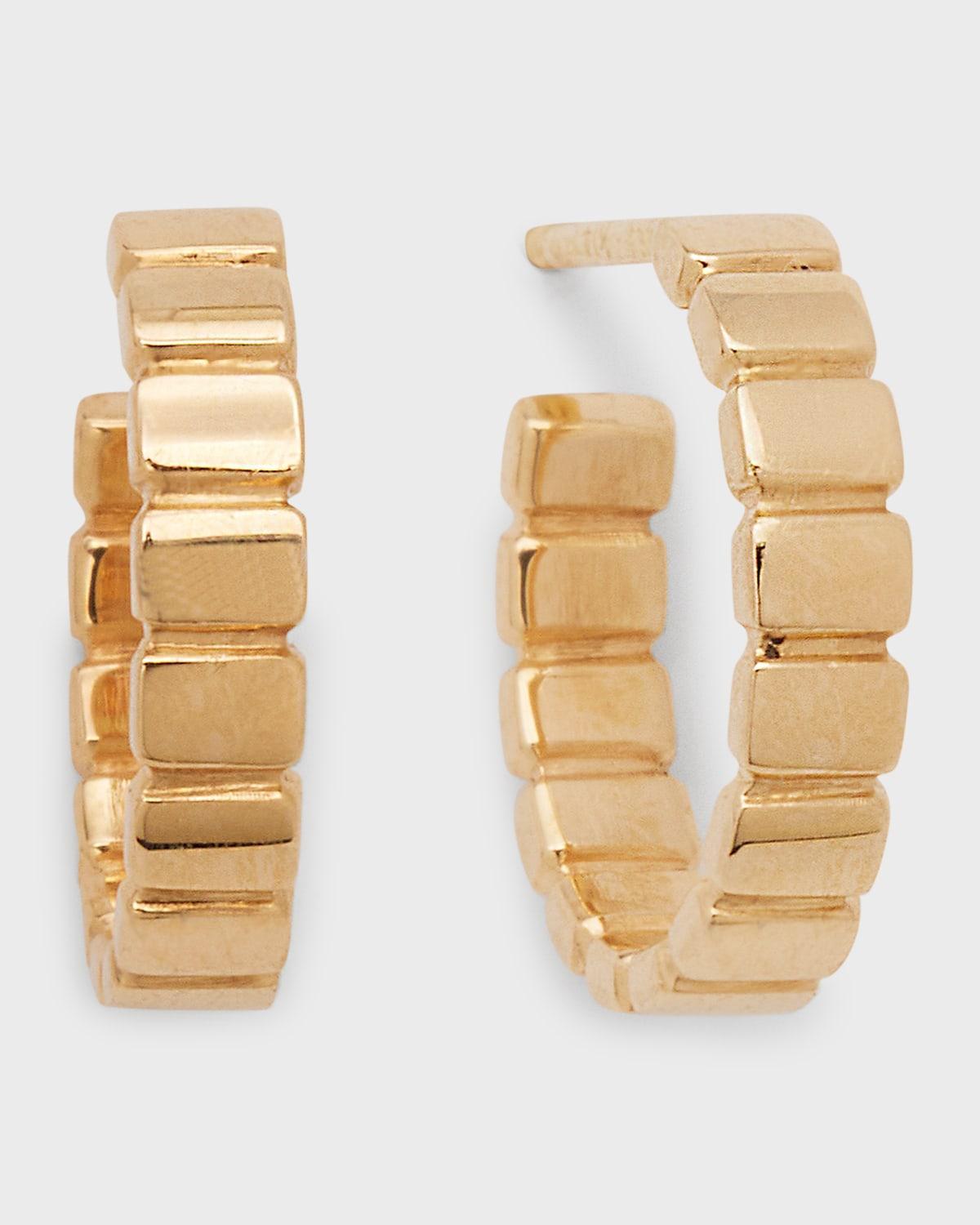Womens 14K Yellow Gold Skinny Tag Huggie Hoop Earrings Product Image