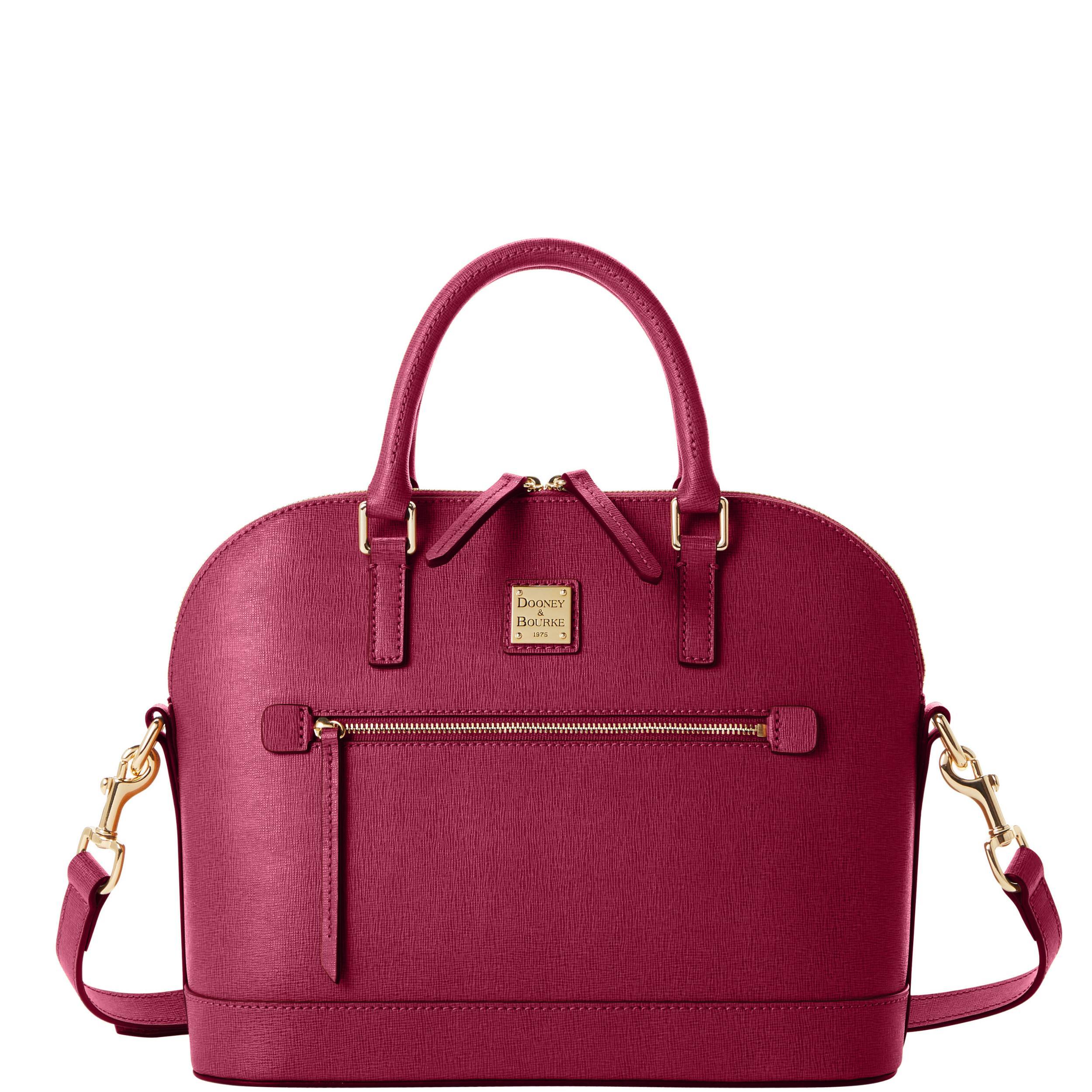 Dooney & Bourke Womens Saffiano Domed Zip Leather Satchel Bag in Ivy Product Image
