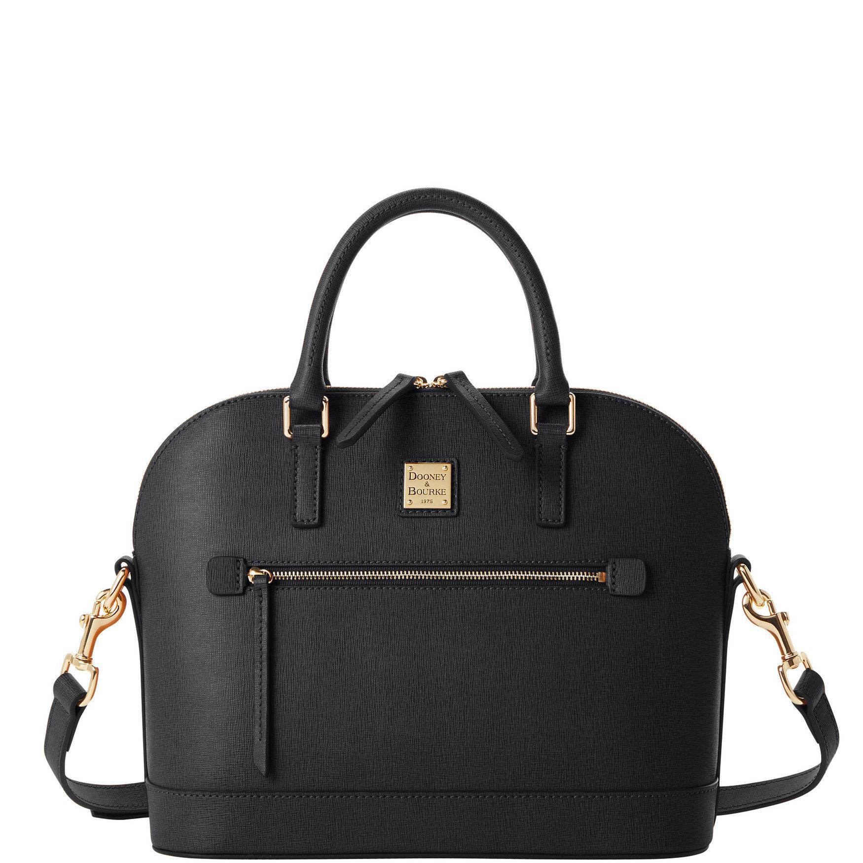 Dooney & Bourke Womens Saffiano Domed Zip Leather Satchel Bag in Ivy Product Image