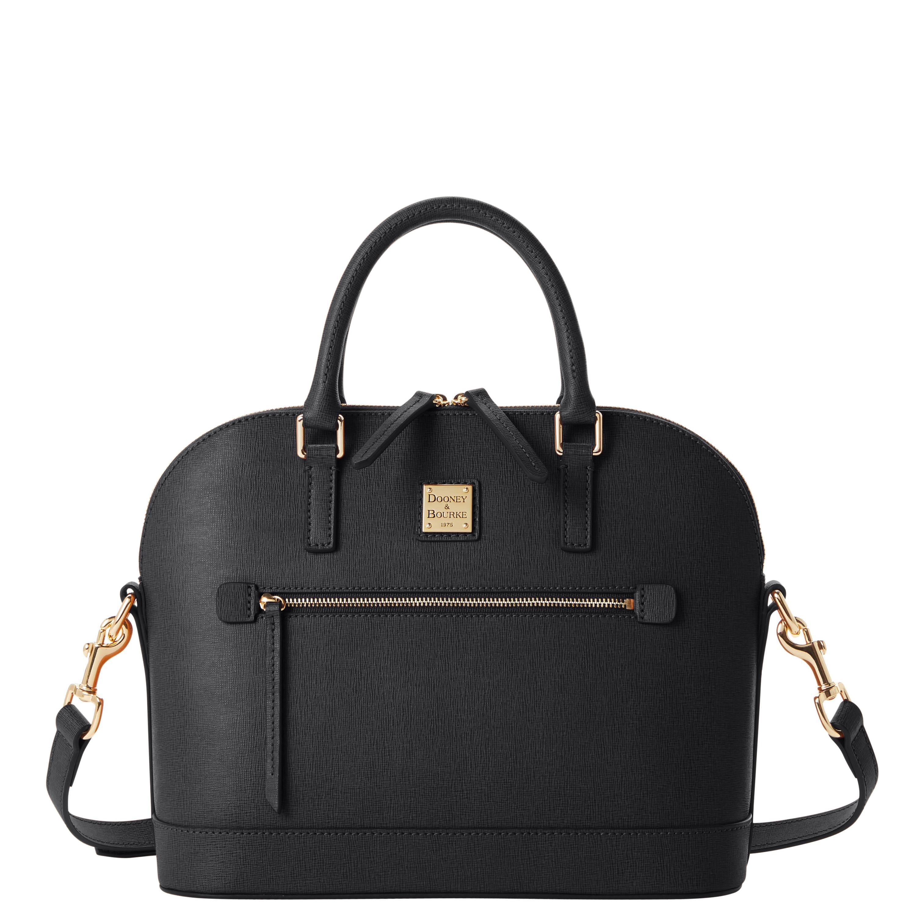 Dooney & Bourke Womens Saffiano Domed Zip Leather Satchel Bag in Ivy Product Image