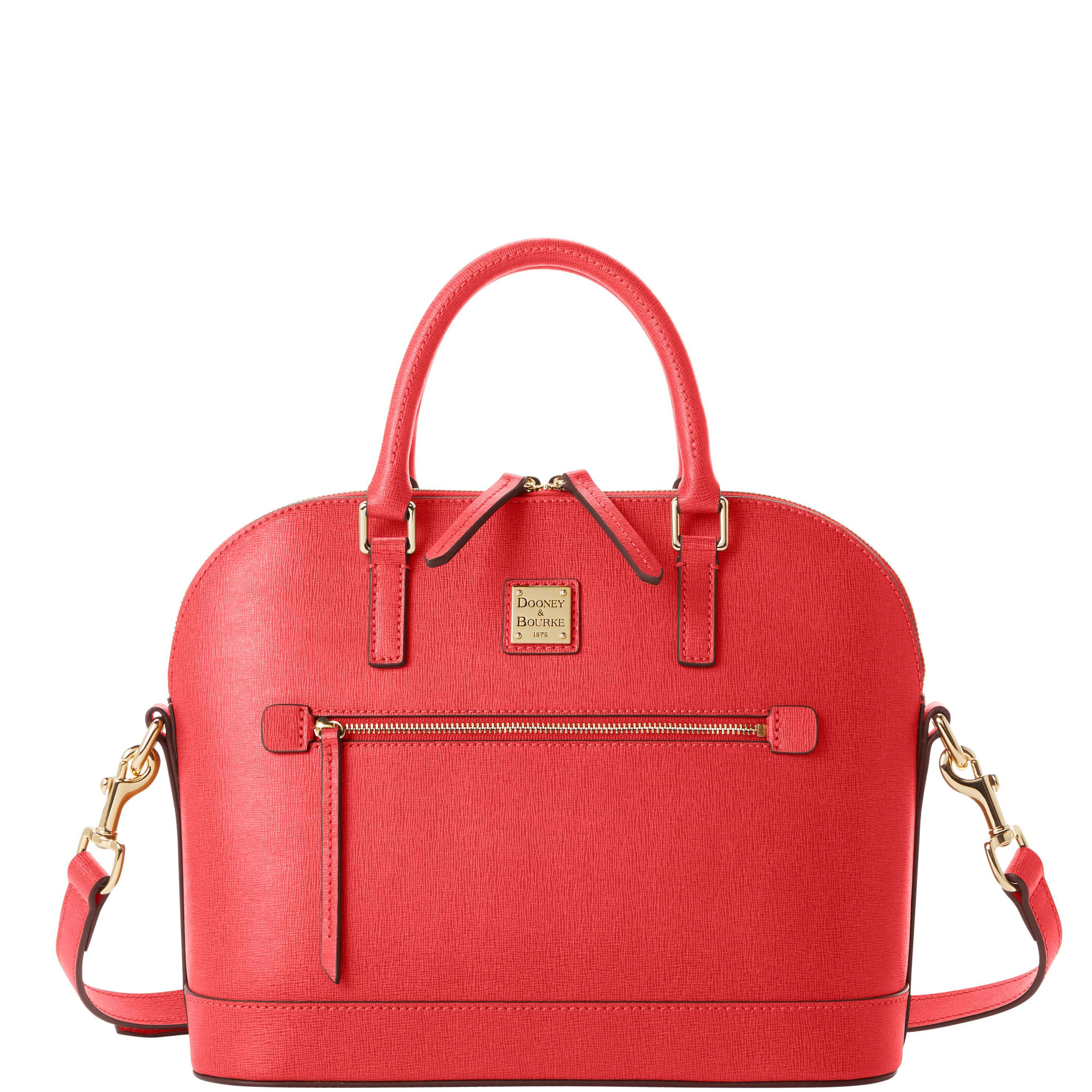 Dooney & Bourke Womens Saffiano Domed Zip Leather Satchel Bag in Ivy Product Image