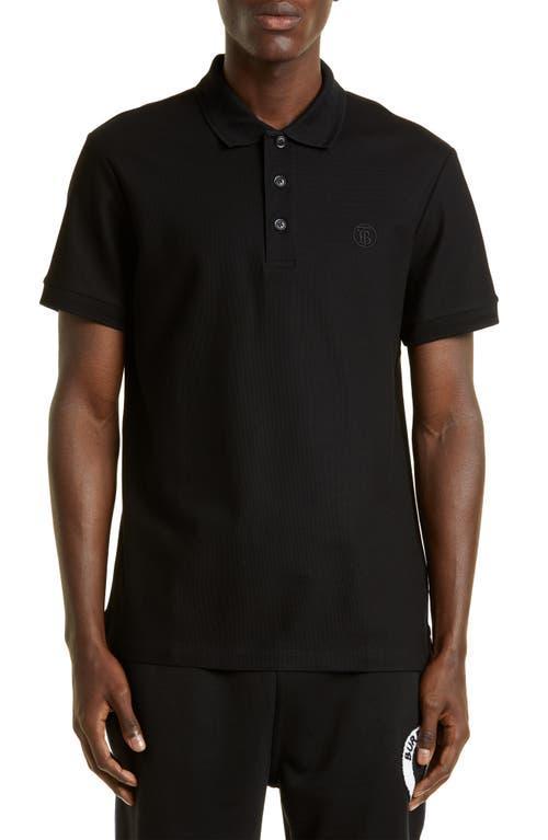 burberry Men's Eddie TB Monogram Cotton Polo in Black at Nordstrom, Size Small Product Image