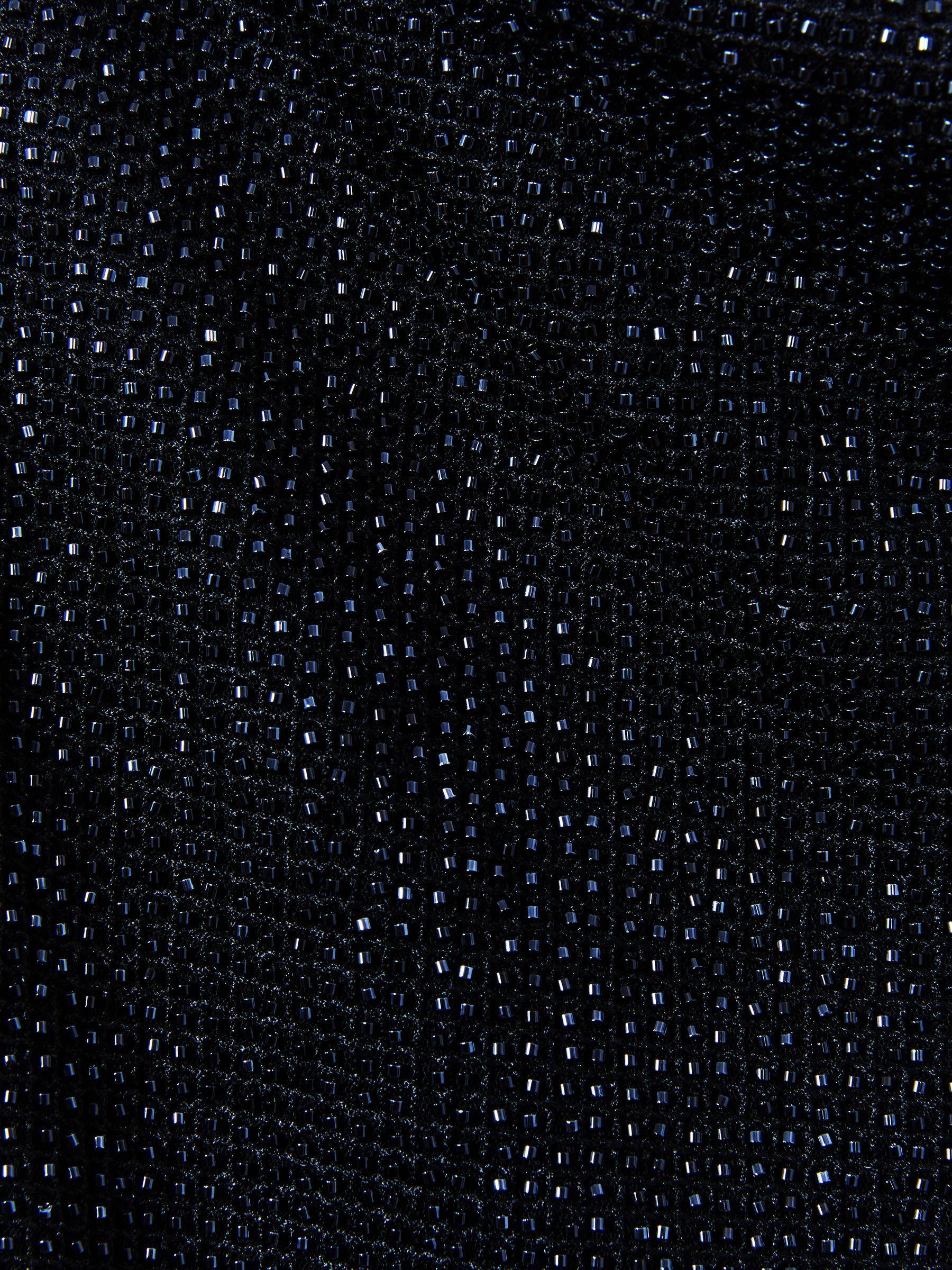 Cowl-Neck Beaded Mini Dress in Dark Blue Product Image