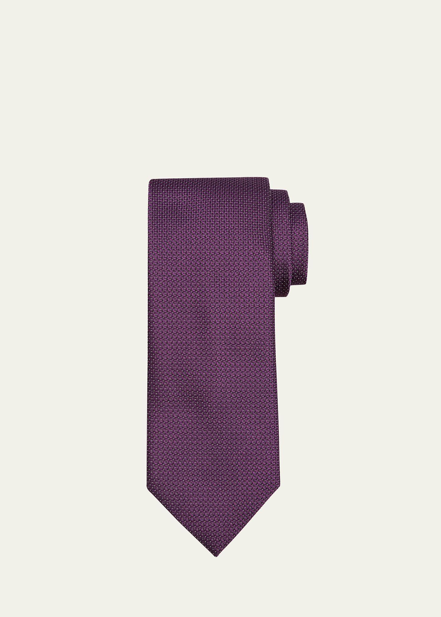 Men's Micro-Geometric Jacquard Silk Tie Product Image