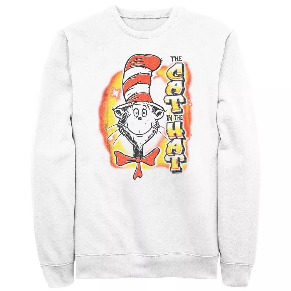 Men's Dr. Seuss The Cat In The Hat Airbrush Graphic Fleece, Size: Large, White Product Image