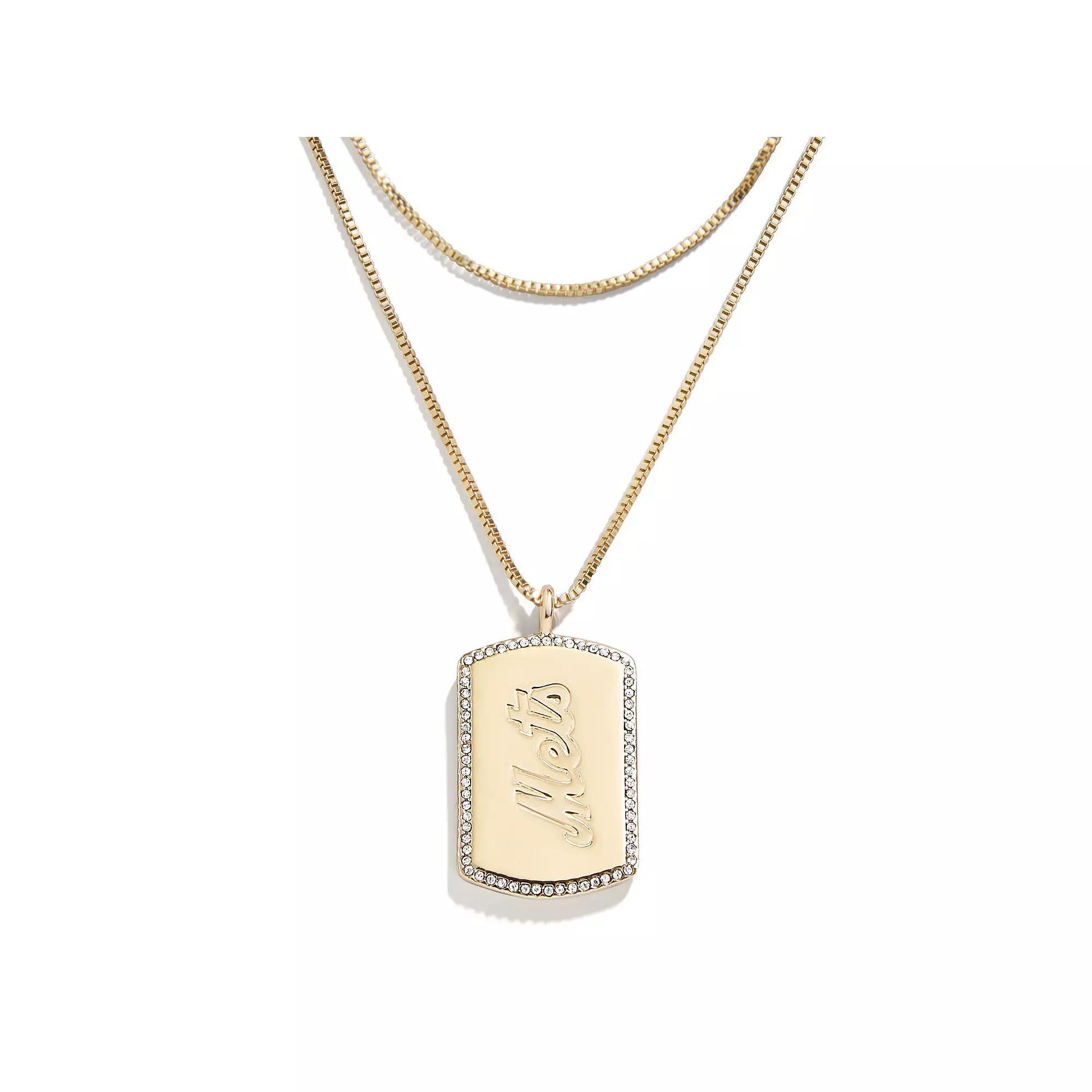 WEAR by Erin Andrews x Baublebar New York Mets Dog Tag Necklace, Women's, Gold Product Image