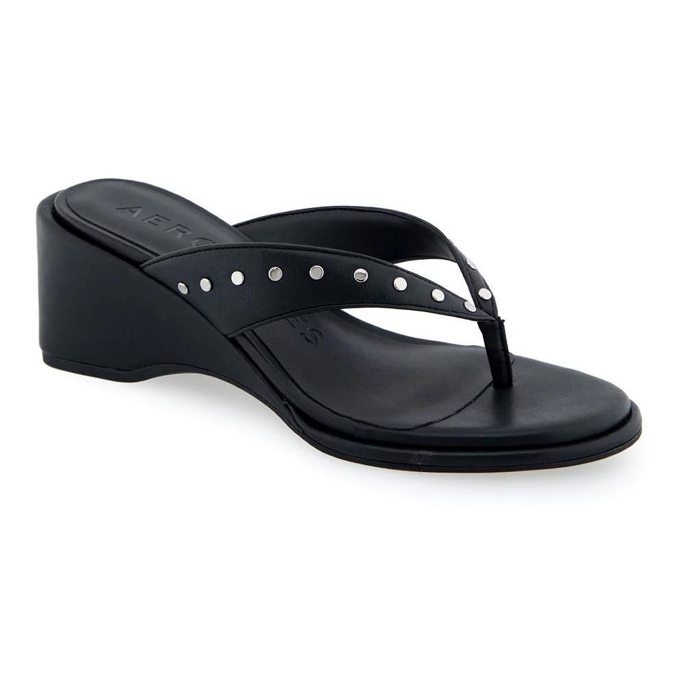 Aerosoles Nerostud Women's Wedge Heeled Sandals, Size: 11, Black Combo Product Image