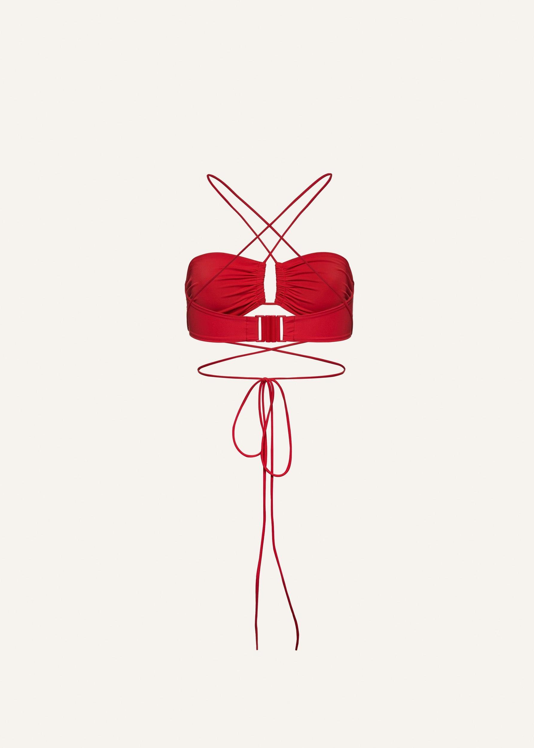 Crisscross bandeau top in red Product Image