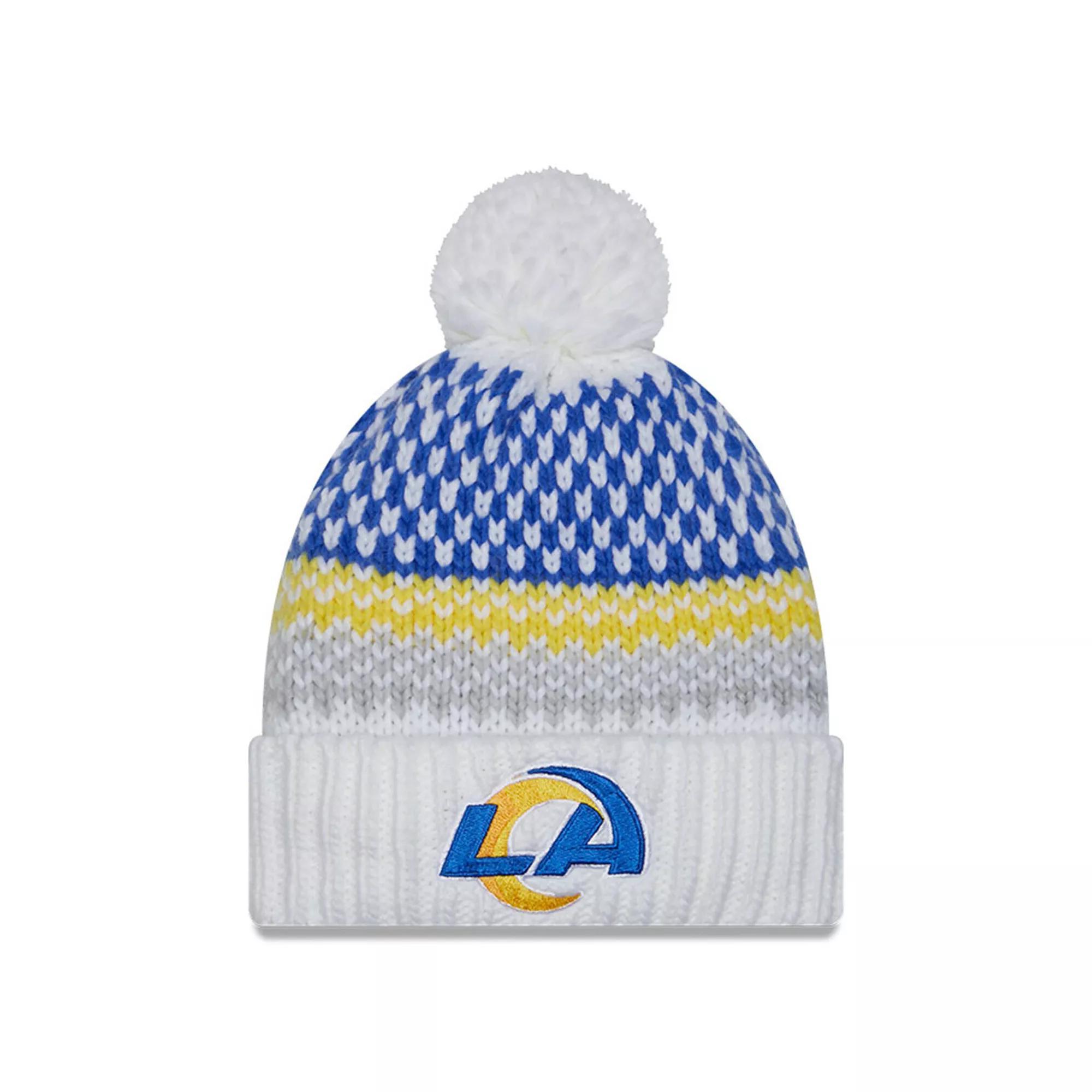 Women's New Era  White Los Angeles Rams 2023 Sideline Cuffed Knit Hat with Pom Product Image