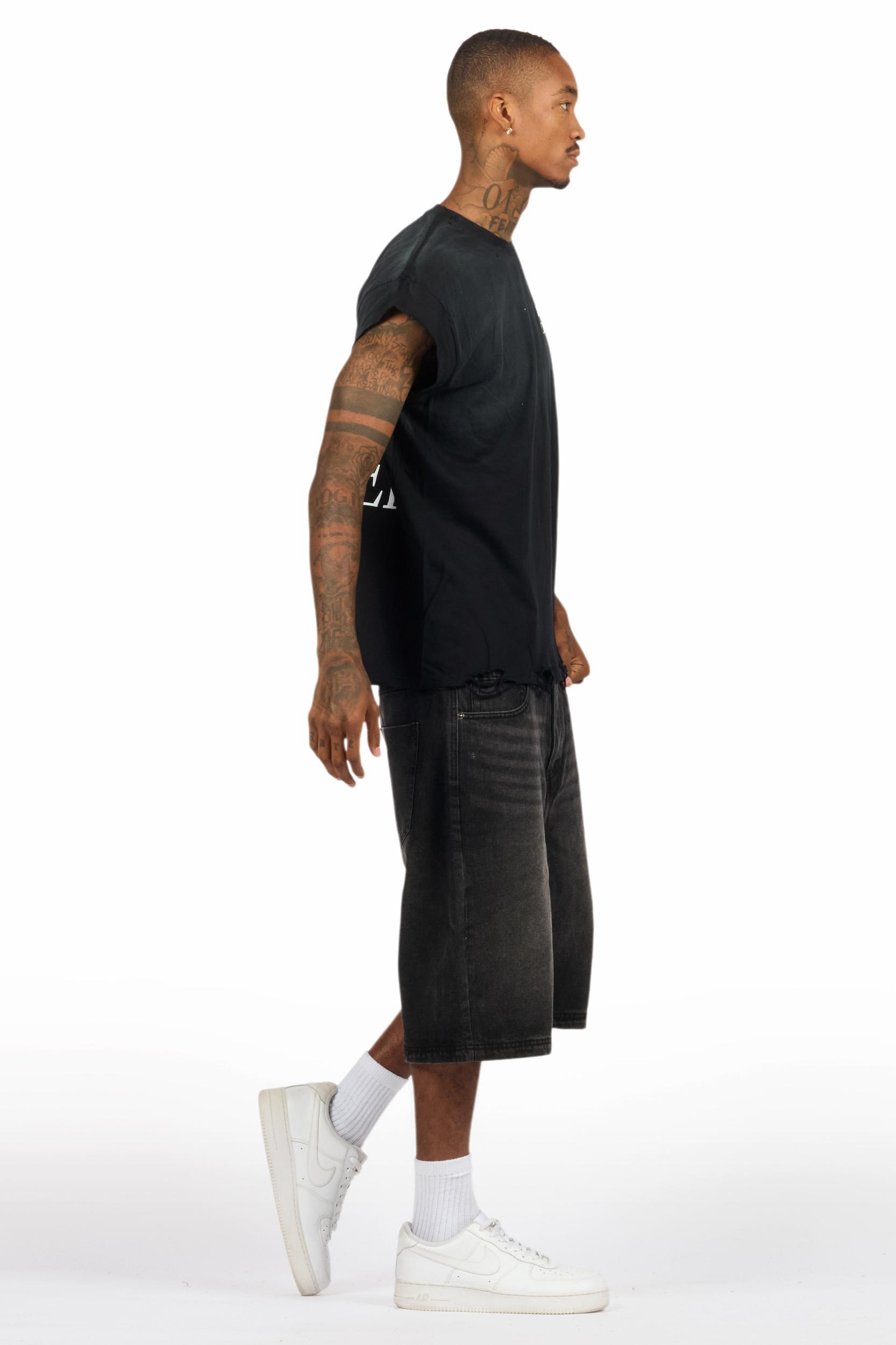 Drako Black Muscle Tee/Denim Jort Set Male Product Image