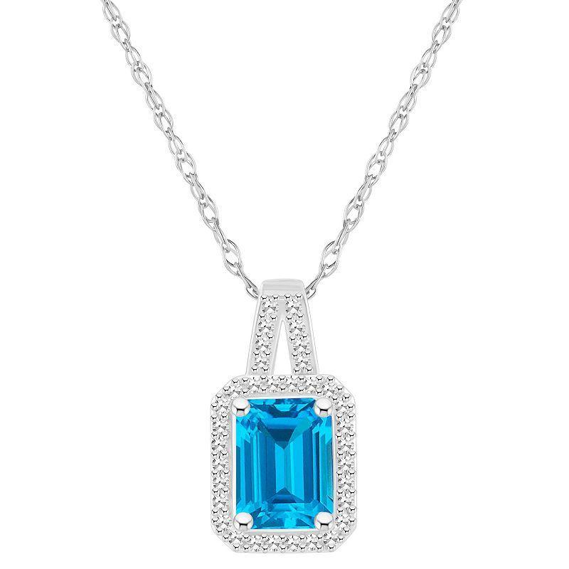 Celebration Gems Sterling Silver Gemstone & 1/6 Carat T.W. Diamond Halo Pendant Necklace, Women's, Size: 18", Citrine Product Image