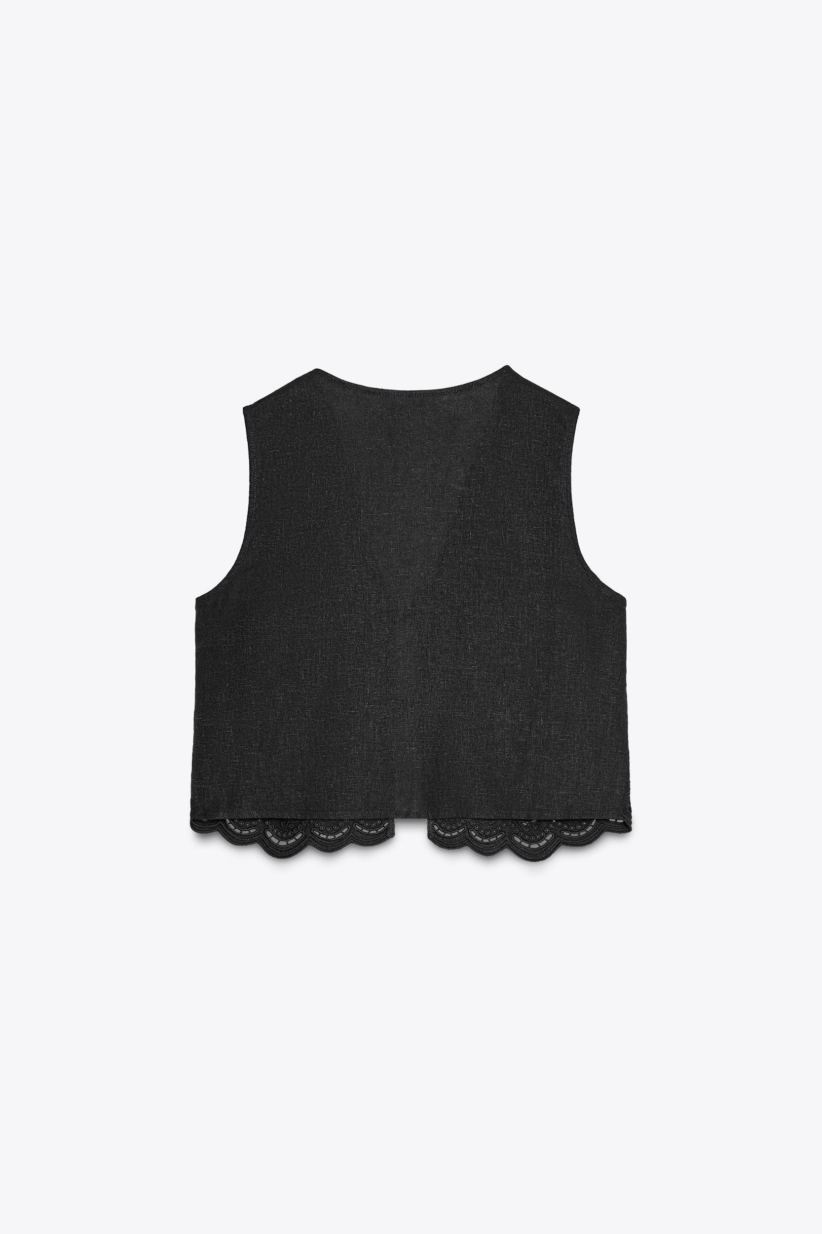 LINEN VEST WITH PERFORATED EMBROIDERY Product Image