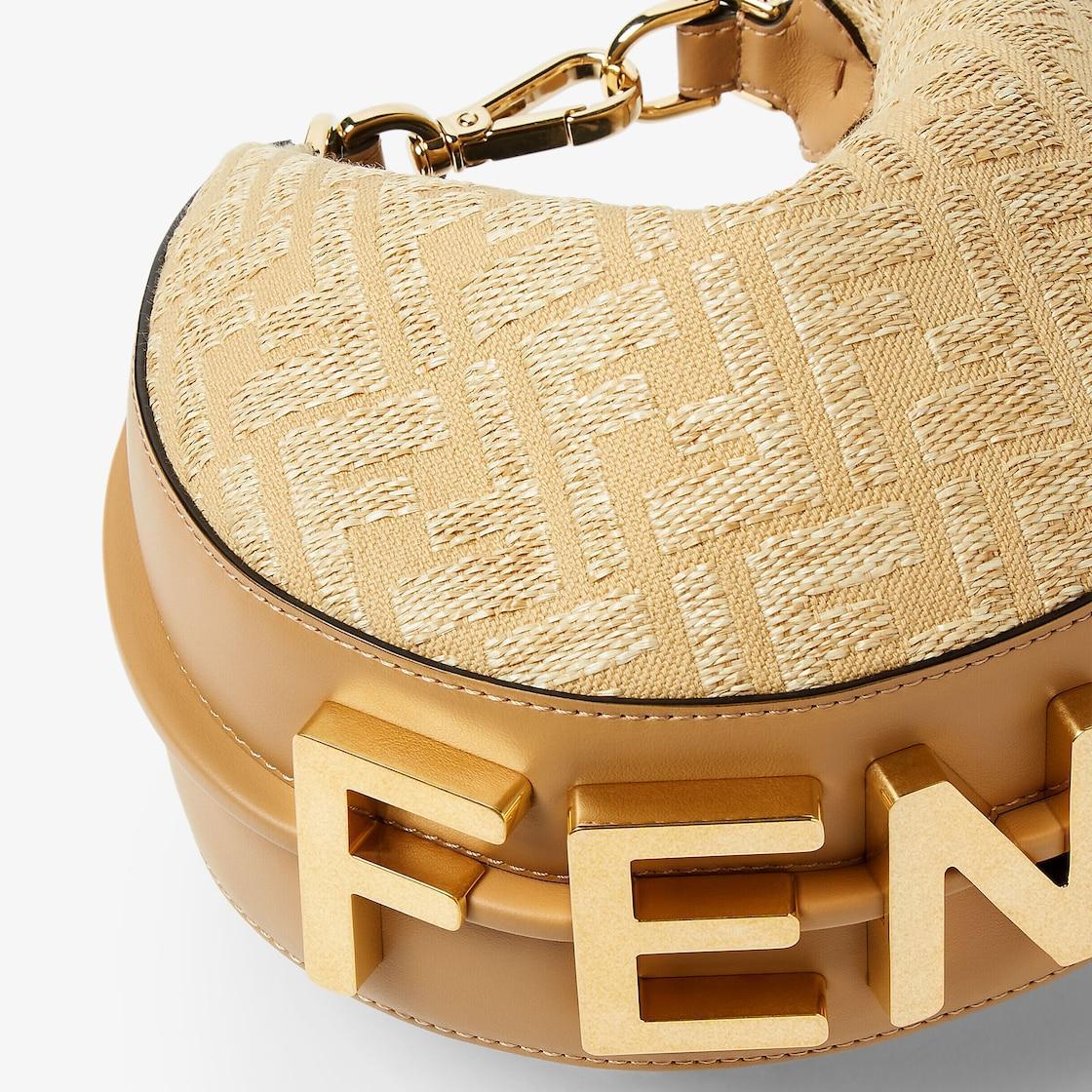 Fendigraphy MiniJacquard fabric mini-bag with raffia FF Product Image