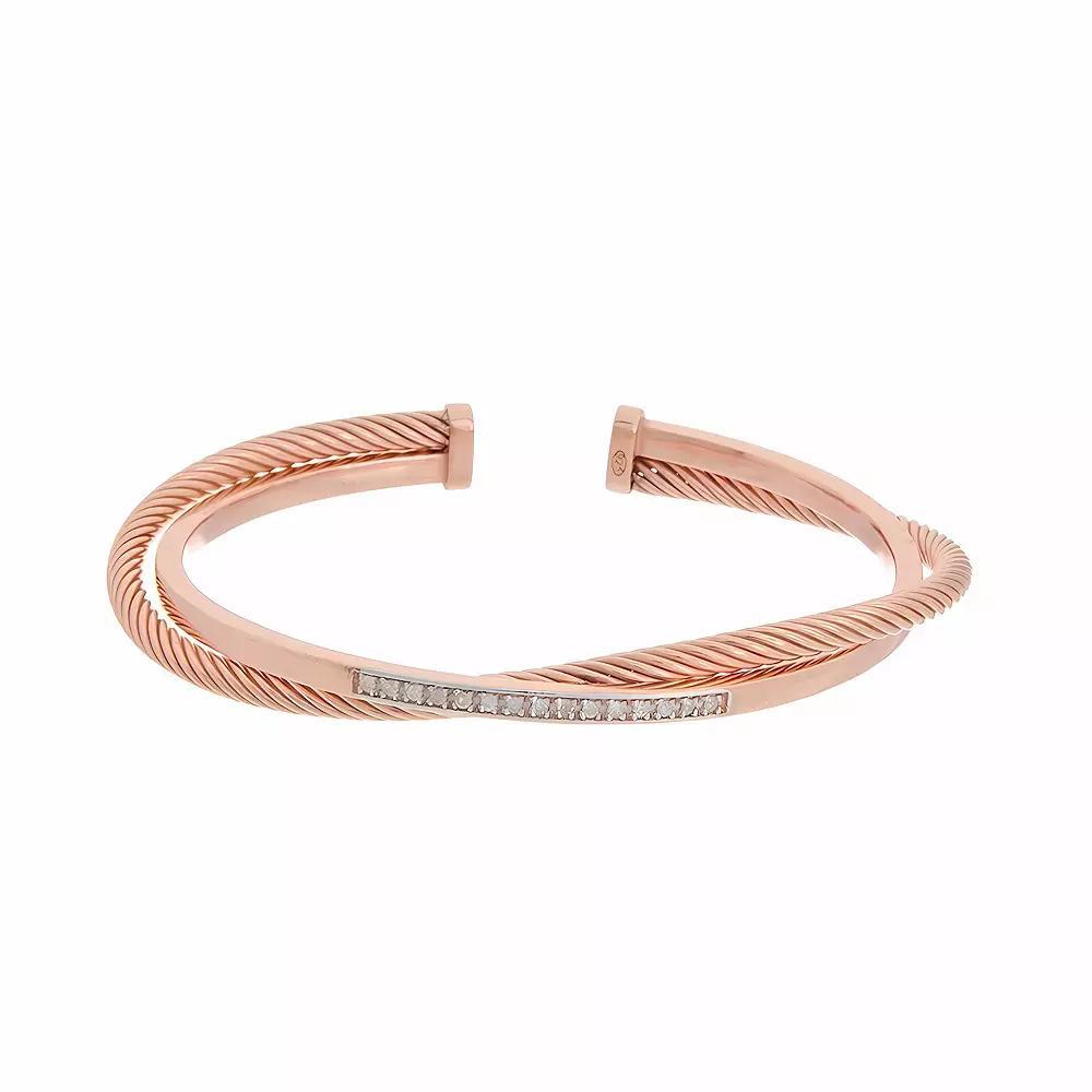 Meshmerise 1/5 Carat T.W. Diamond Twist Cuff Bracelet, Women's, Size: 7", Pink Tone Product Image