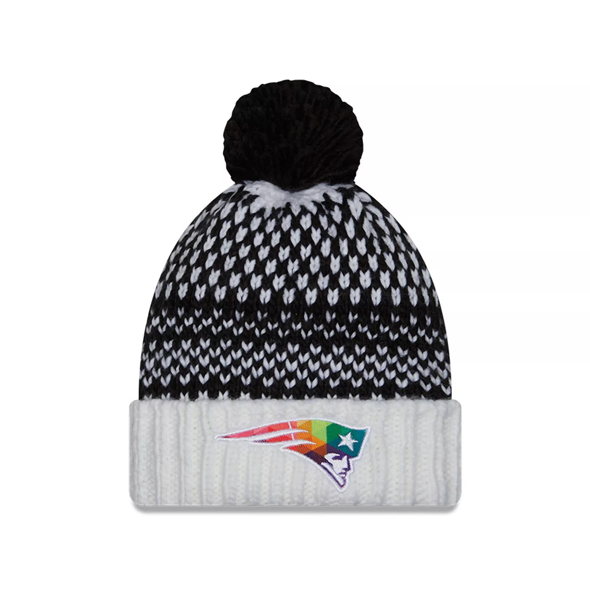 Womens New Era /White New England Patriots 2023 NFL Crucial Catch Cuffed Pom Knit Hat Product Image