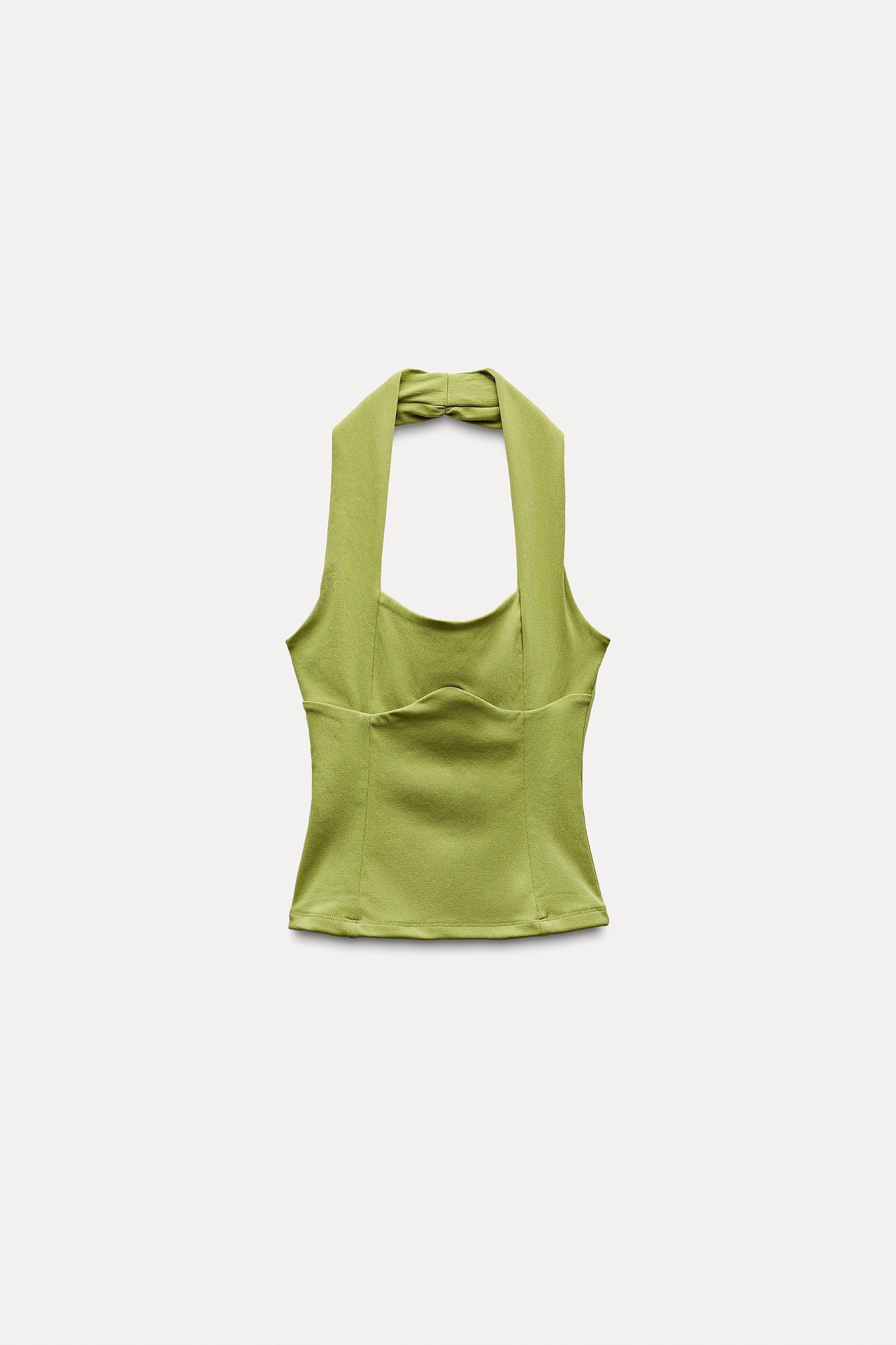 STRETCH PLEATED HALTER TOP Product Image