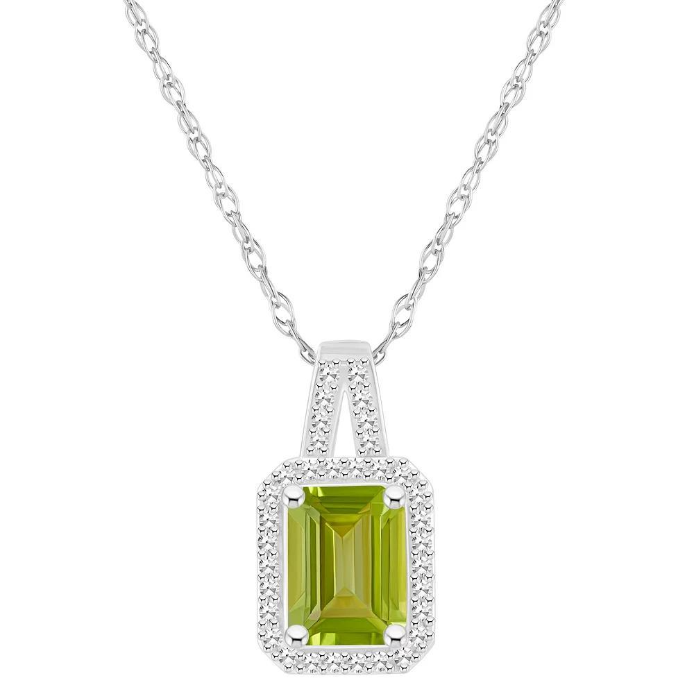 Celebration Gems Sterling Silver Gemstone & 1/6 Carat T.W. Diamond Halo Pendant Necklace, Women's, Size: 18", Citrine Product Image